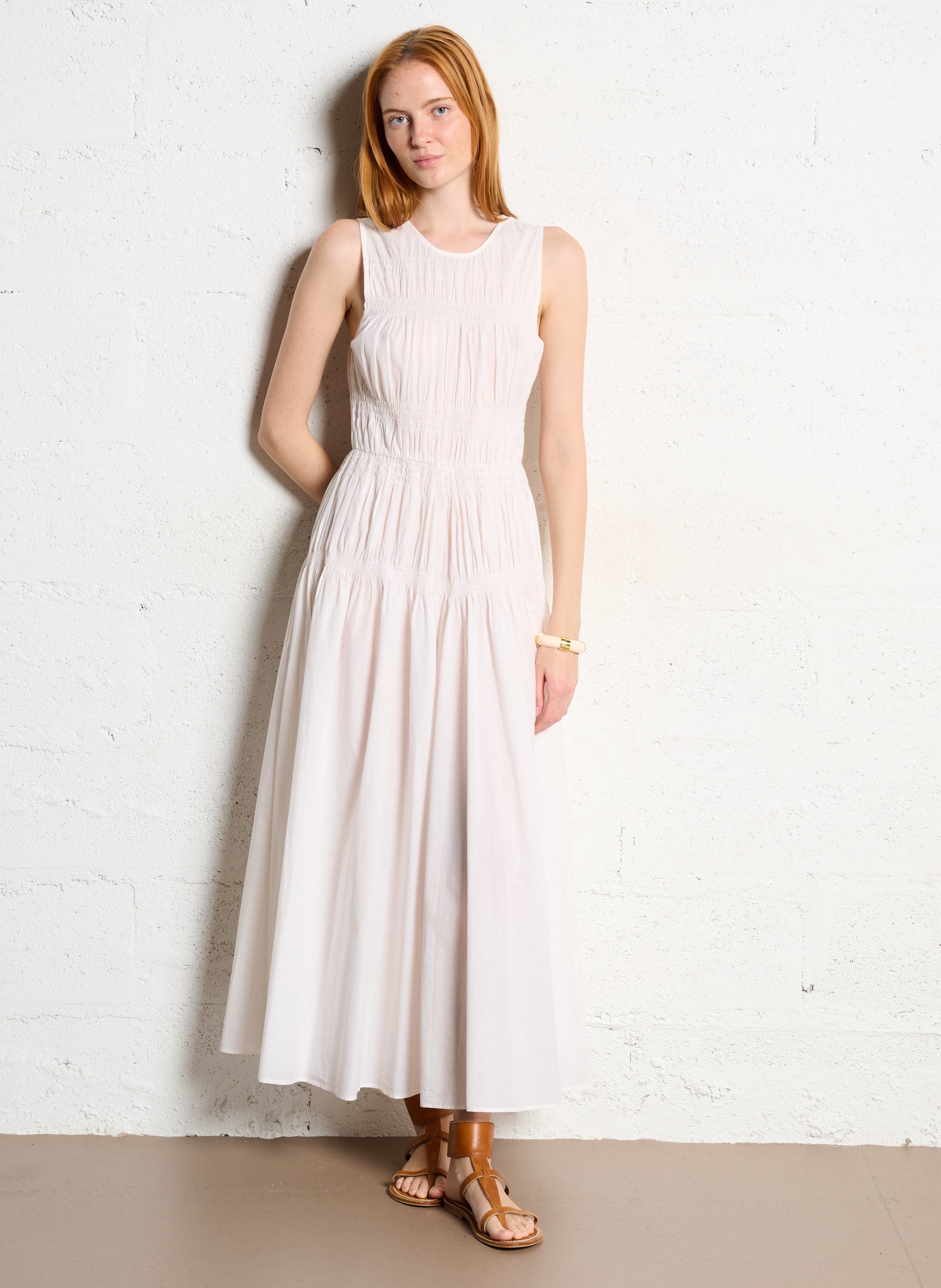 Abito longuette scollo tondo in cotone ANTIK BATIK Bianco