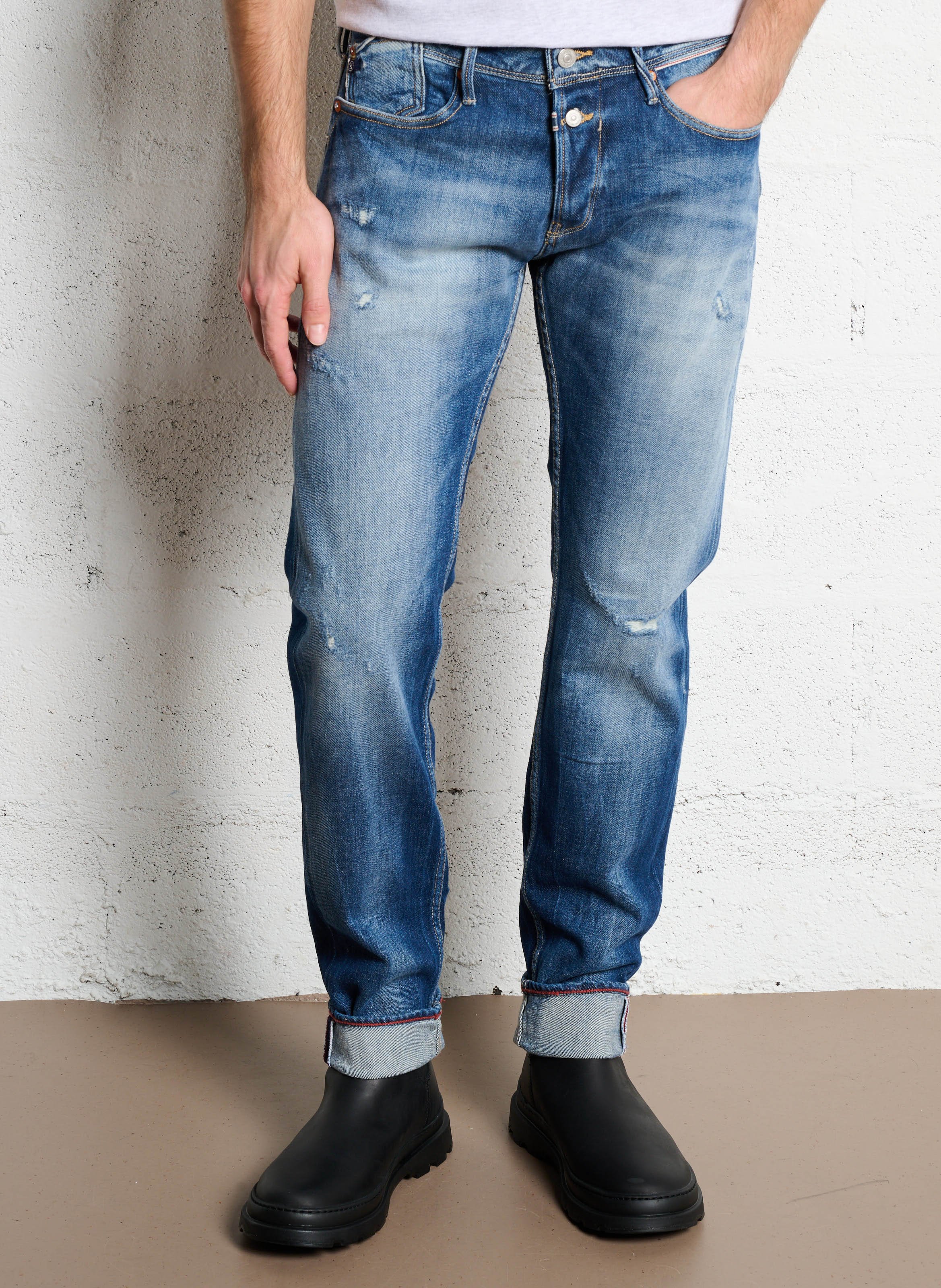 Faded straight jeans LE TEMPS DES CERISES Blue