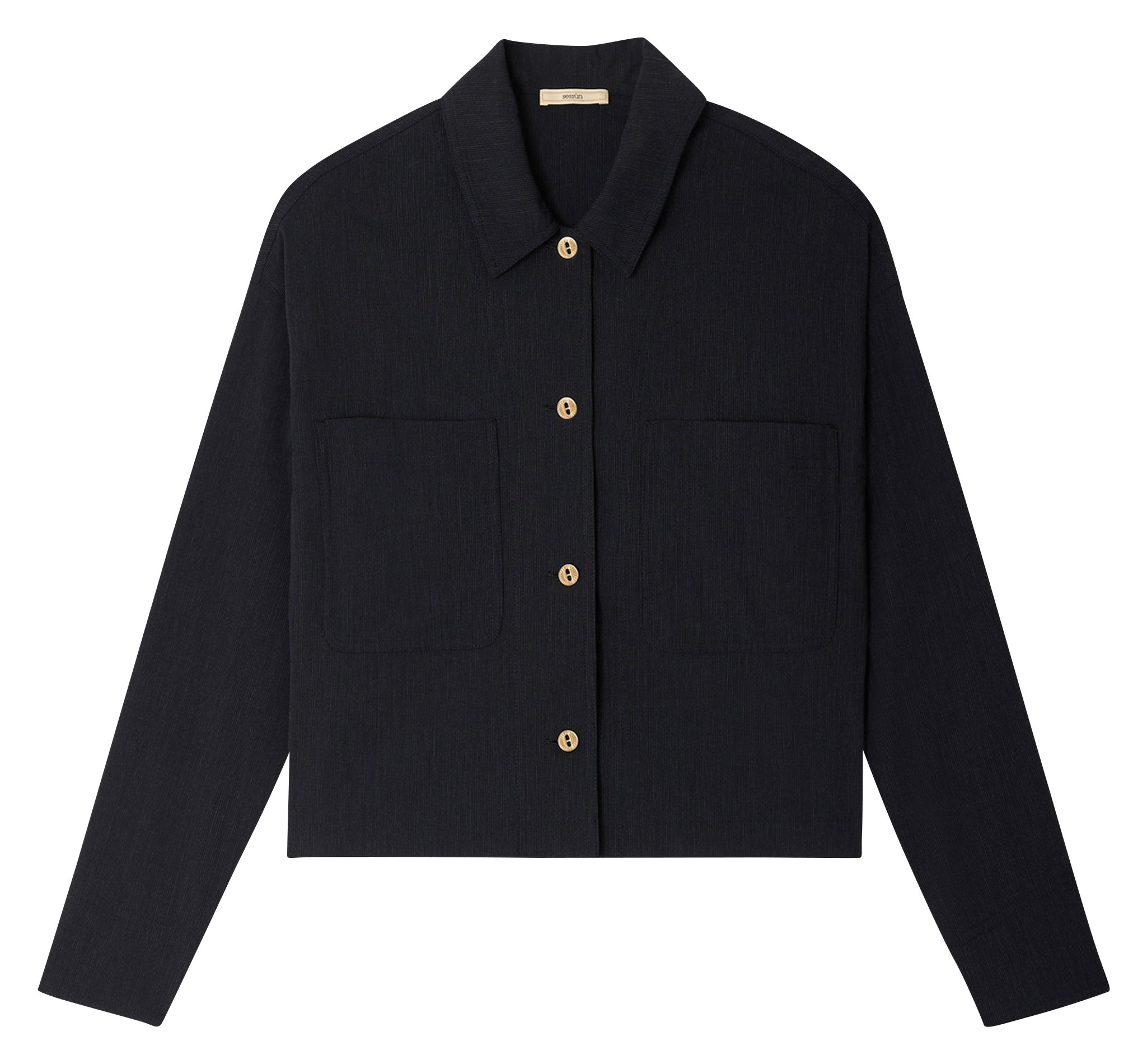 Oversized cotton and linen-blend overshirt with classic collar SESSUN Grey