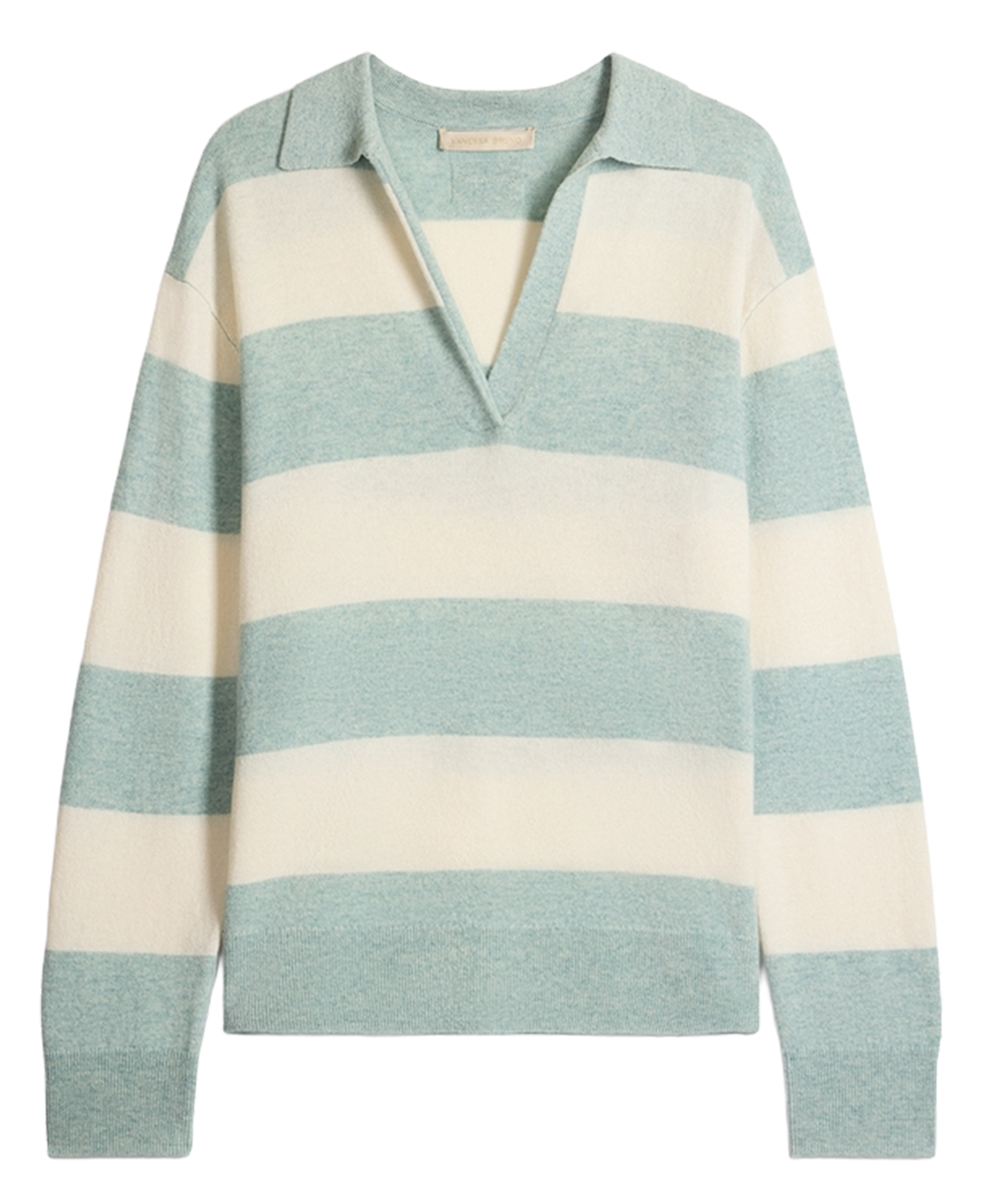<p>Polo with V-neck and striped pattern</p> VANESSA BRUNO Blue