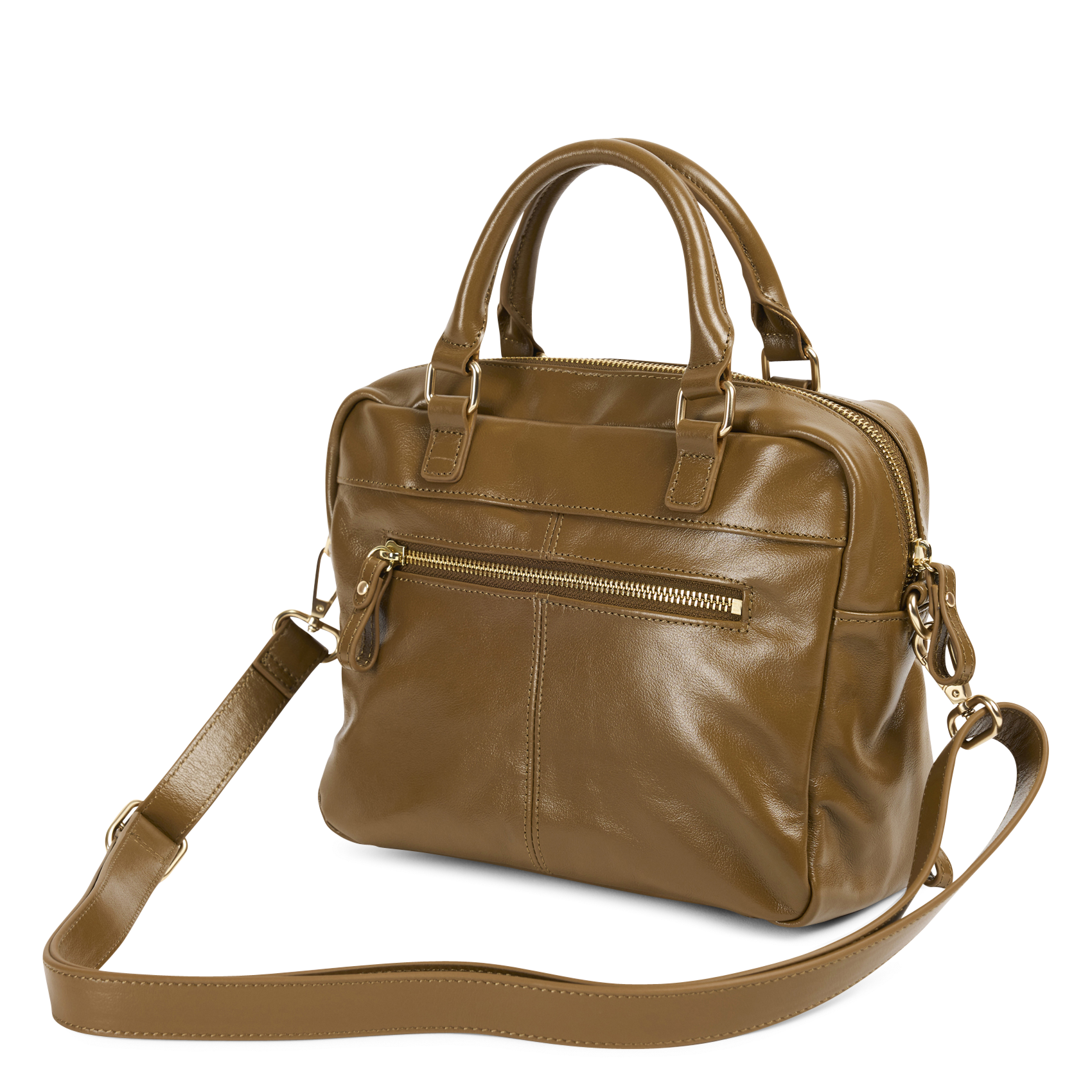 Leren handtas met meerdere vakken NAT & NIN Bruin