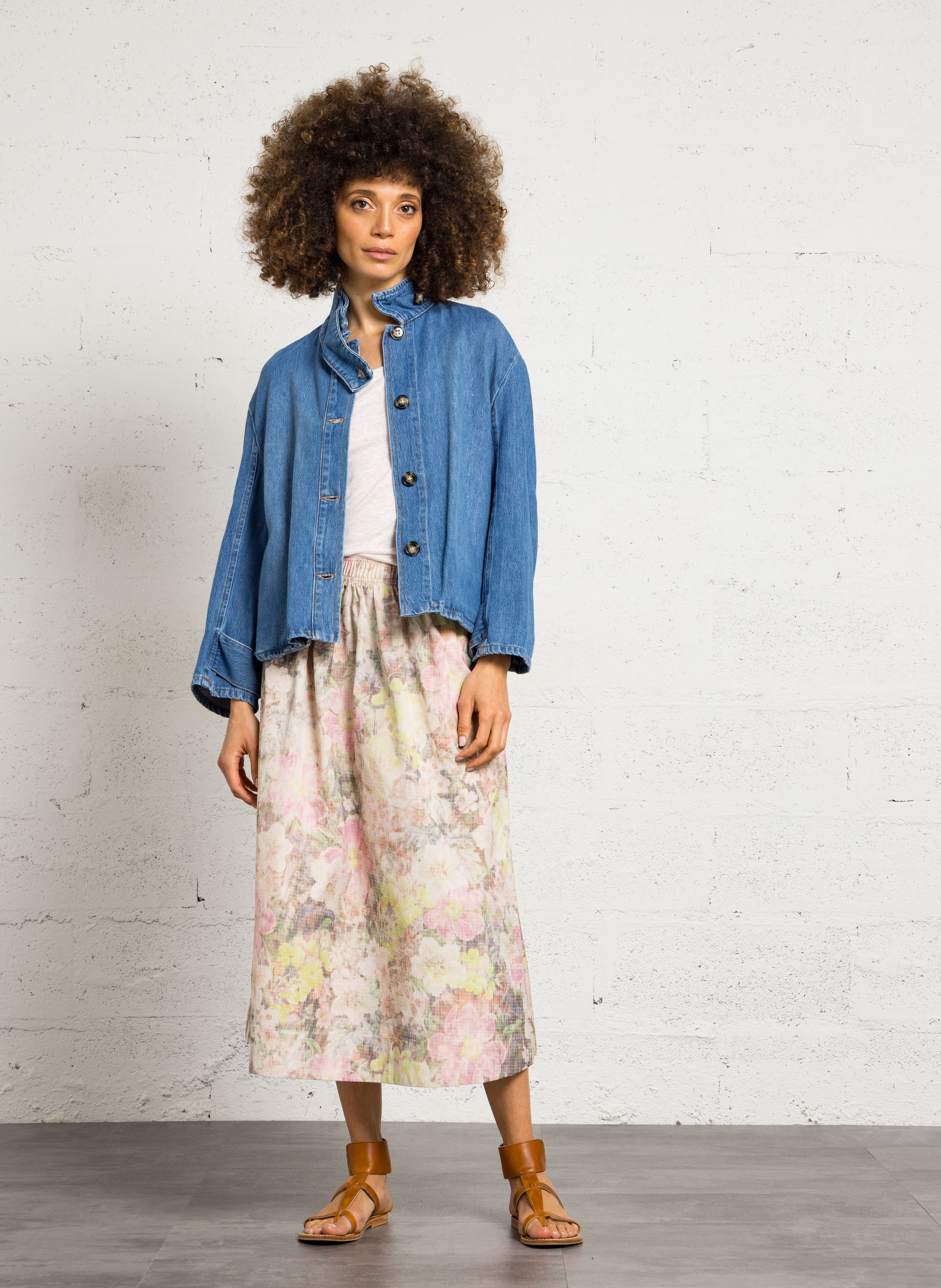 Jupe midi imprimée DES PETITS HAUTS Multicolore