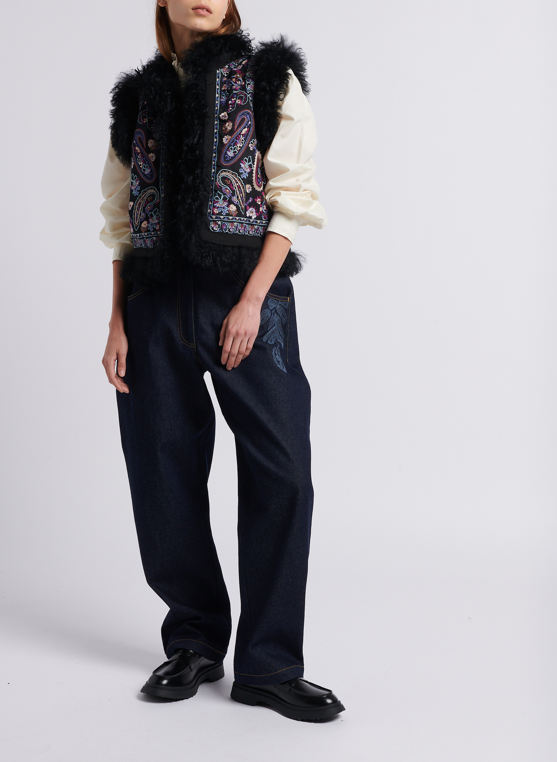 Gilet droit en coton ANTIK BATIK Noir