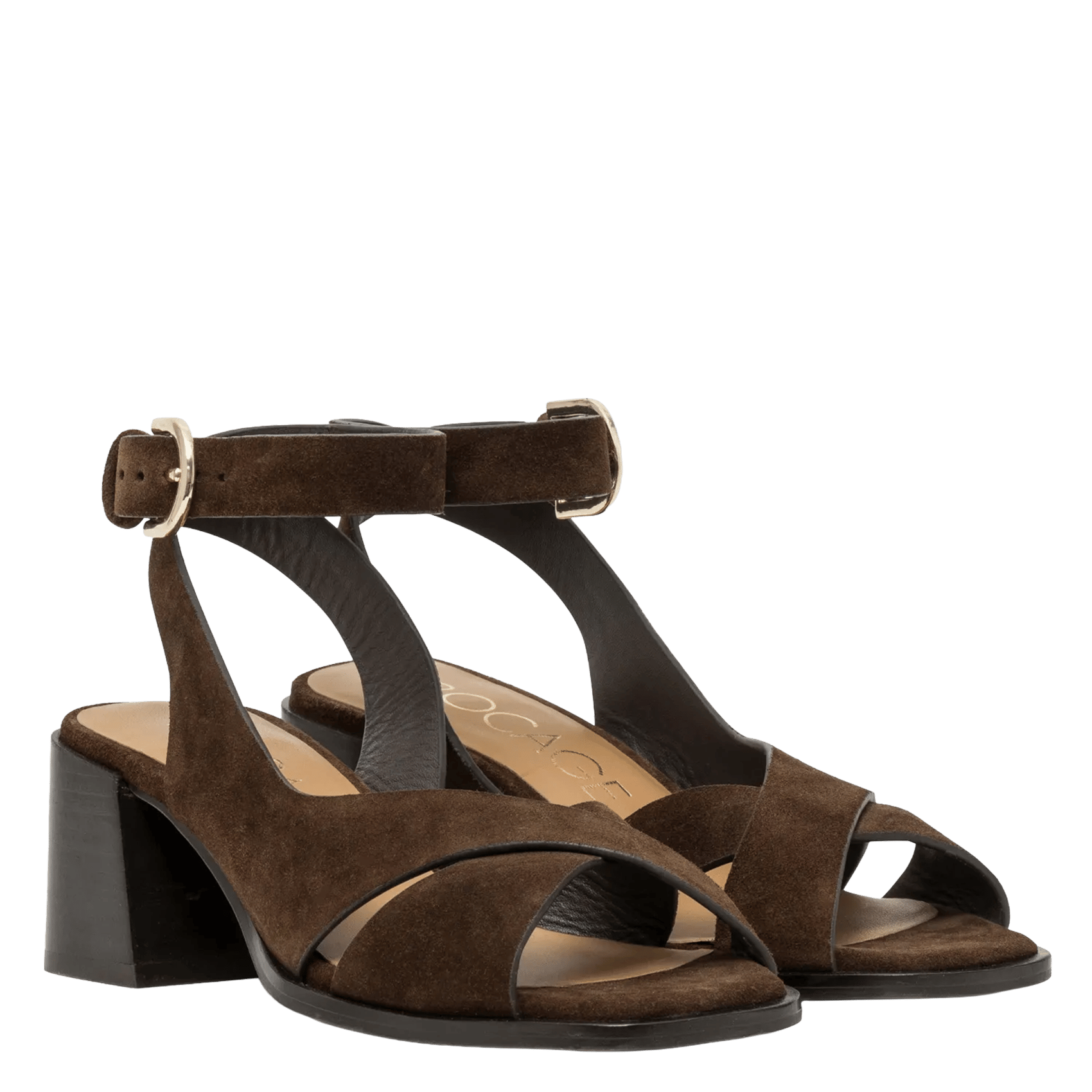 Heeled suede sandals BOCAGE Brown