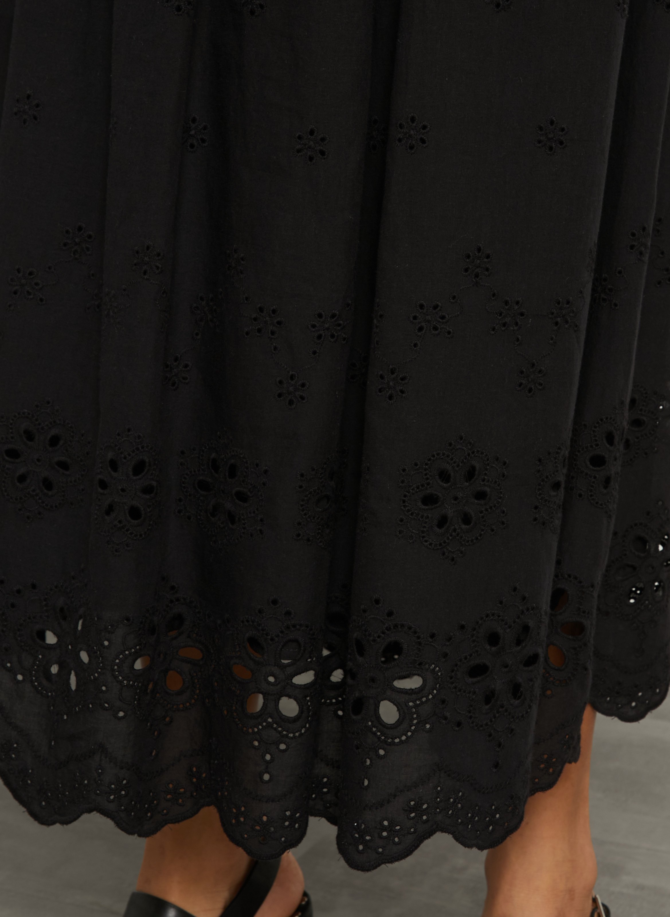 Jupe midi en coton brodé SEE U SOON Noir