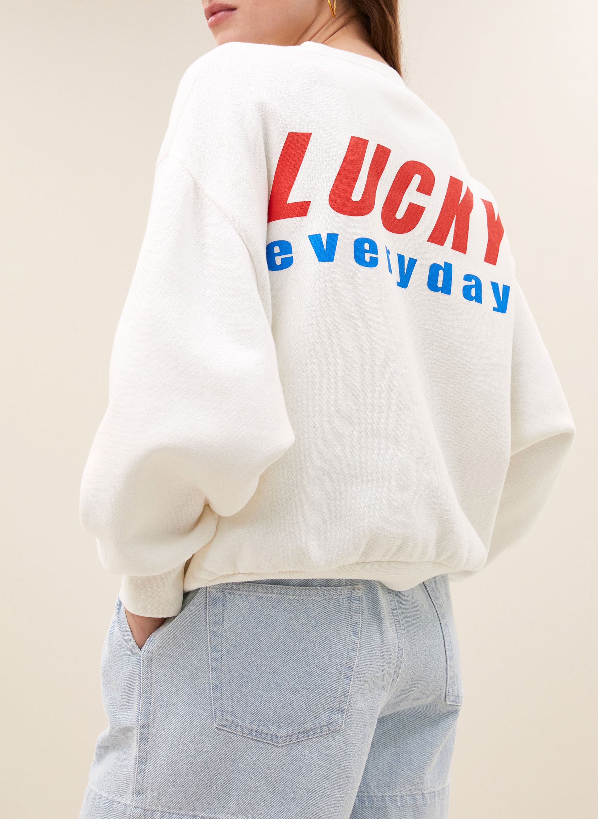 Oversized sweatshirt with back print BY BAR White