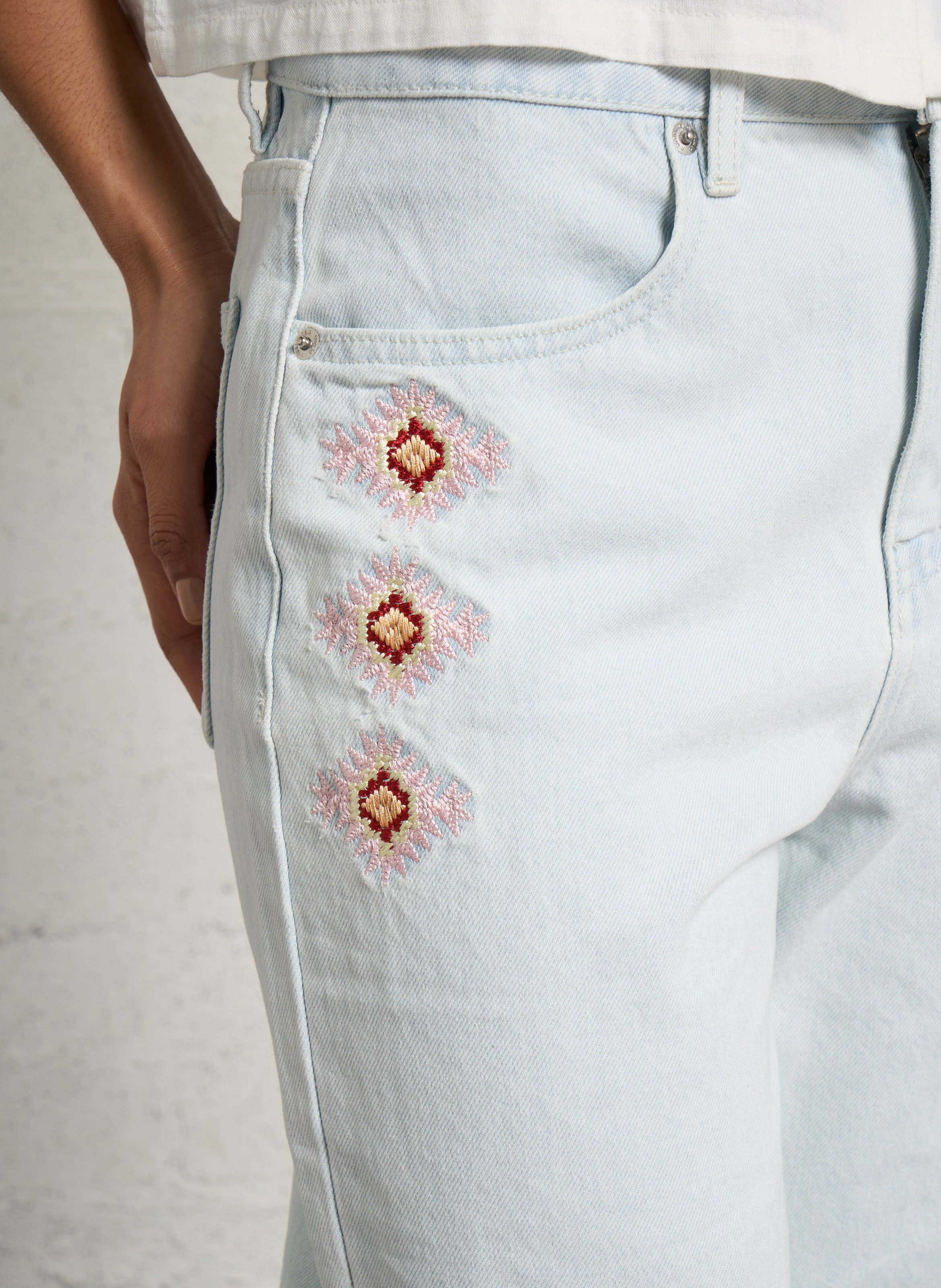 Csally - Gerade geschnittene Baumwollhose BERENICE Blau