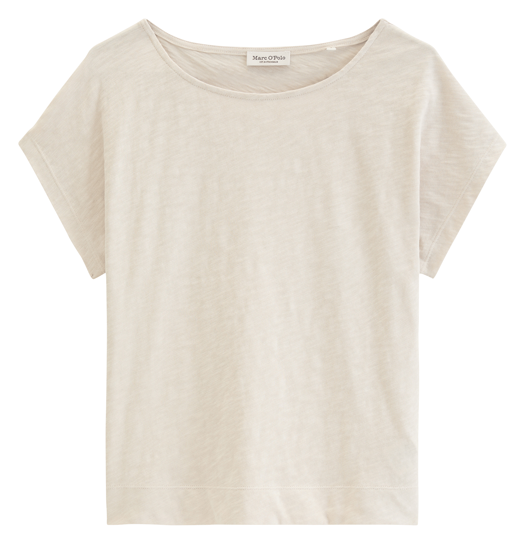 Tee-shirt col bateau uni en coton MARC O'POLO Beige