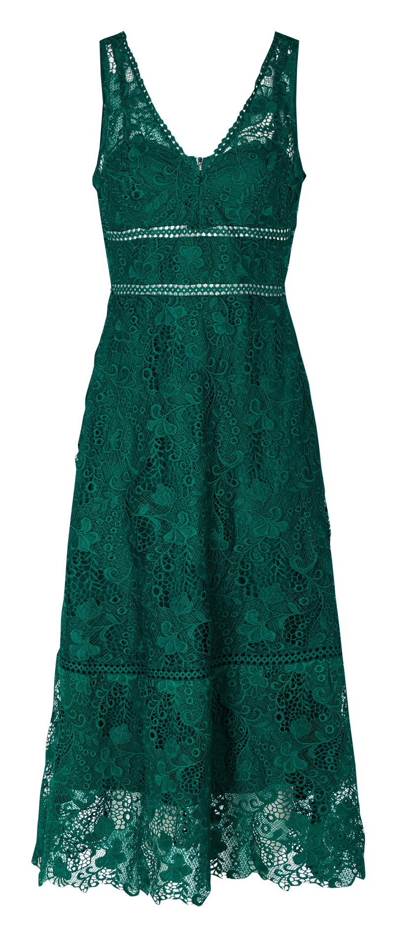 Robe midi col v en dentelle MORGAN Vert