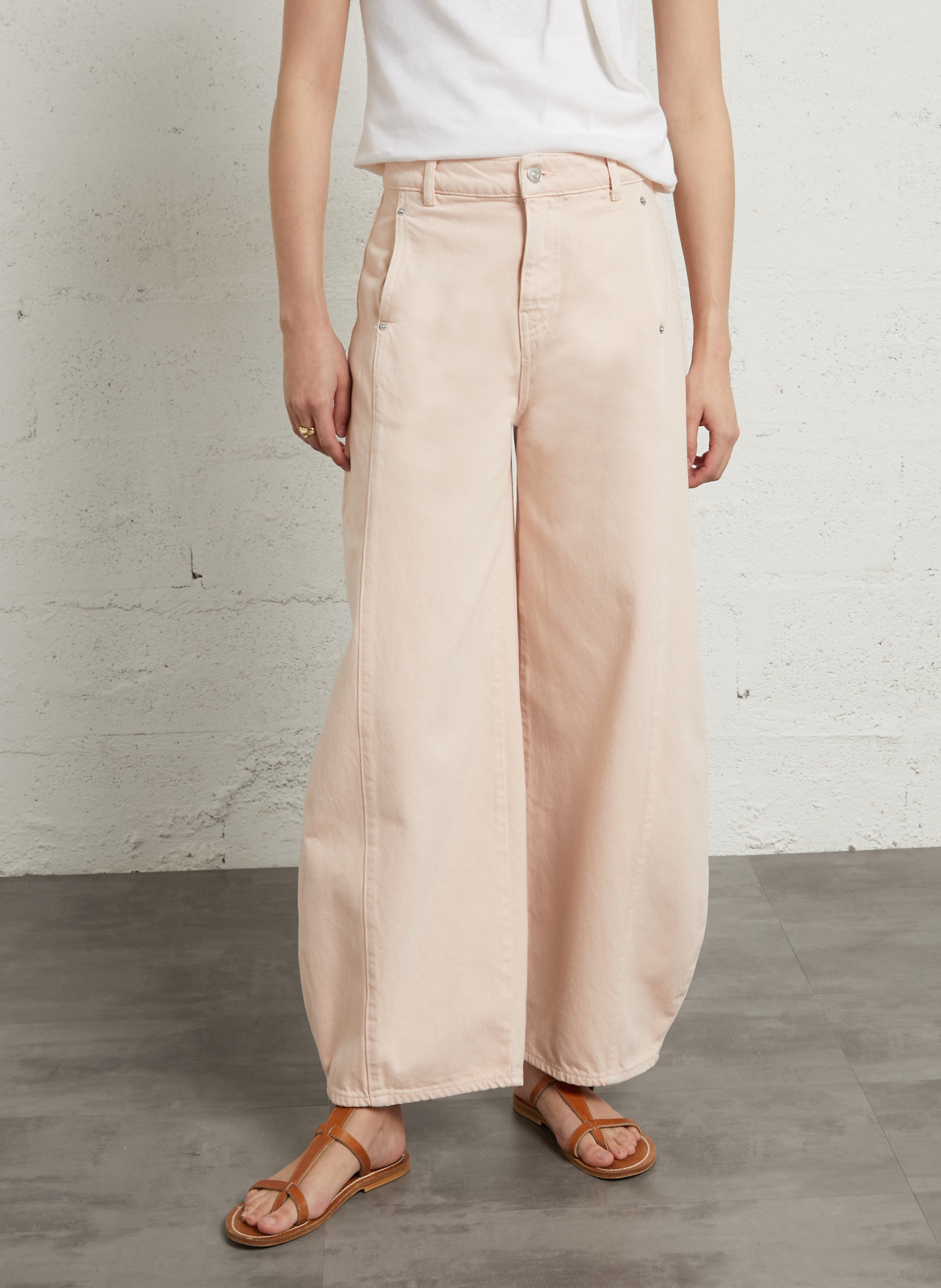 Jean ballon en coton BERENICE Rose