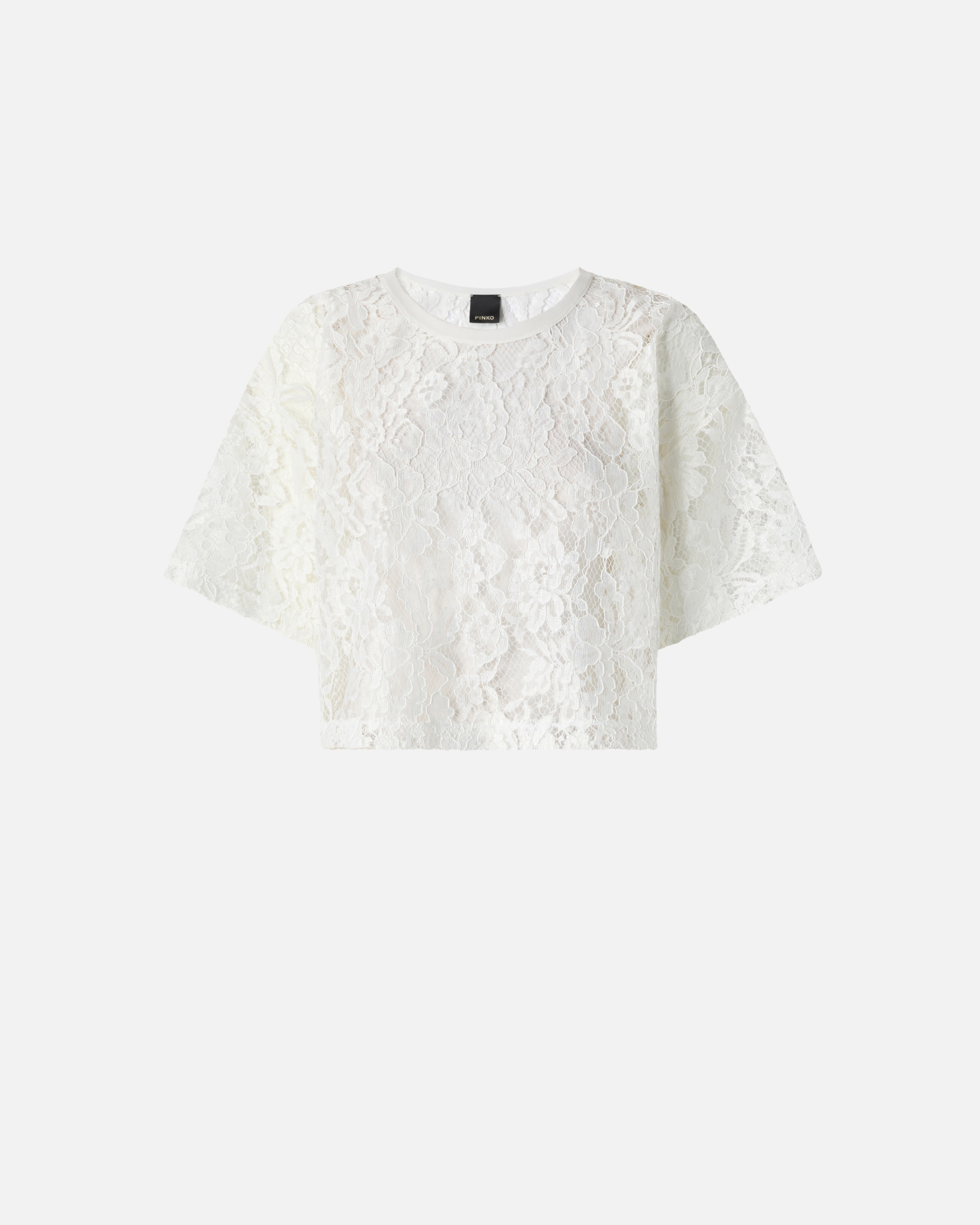 T-shirt cropped en dentelle PINKO Blanc