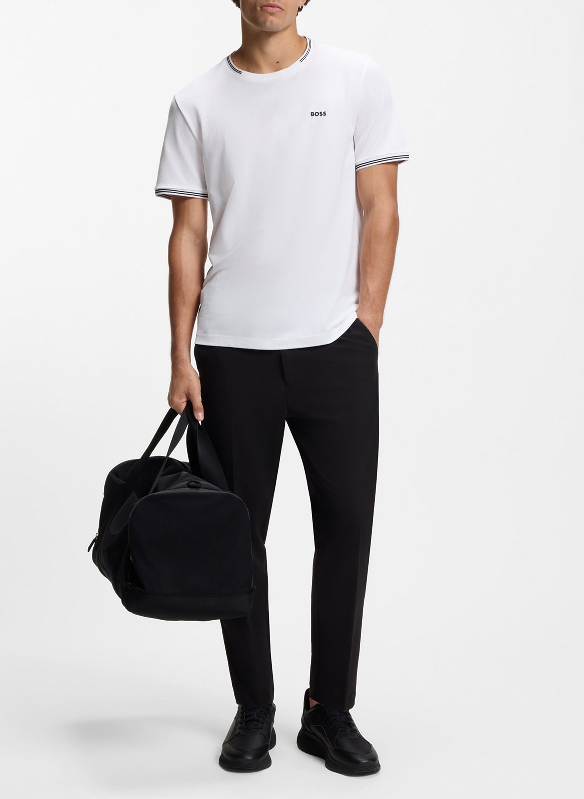 Basic cotton-mix T-shirt BOSS White