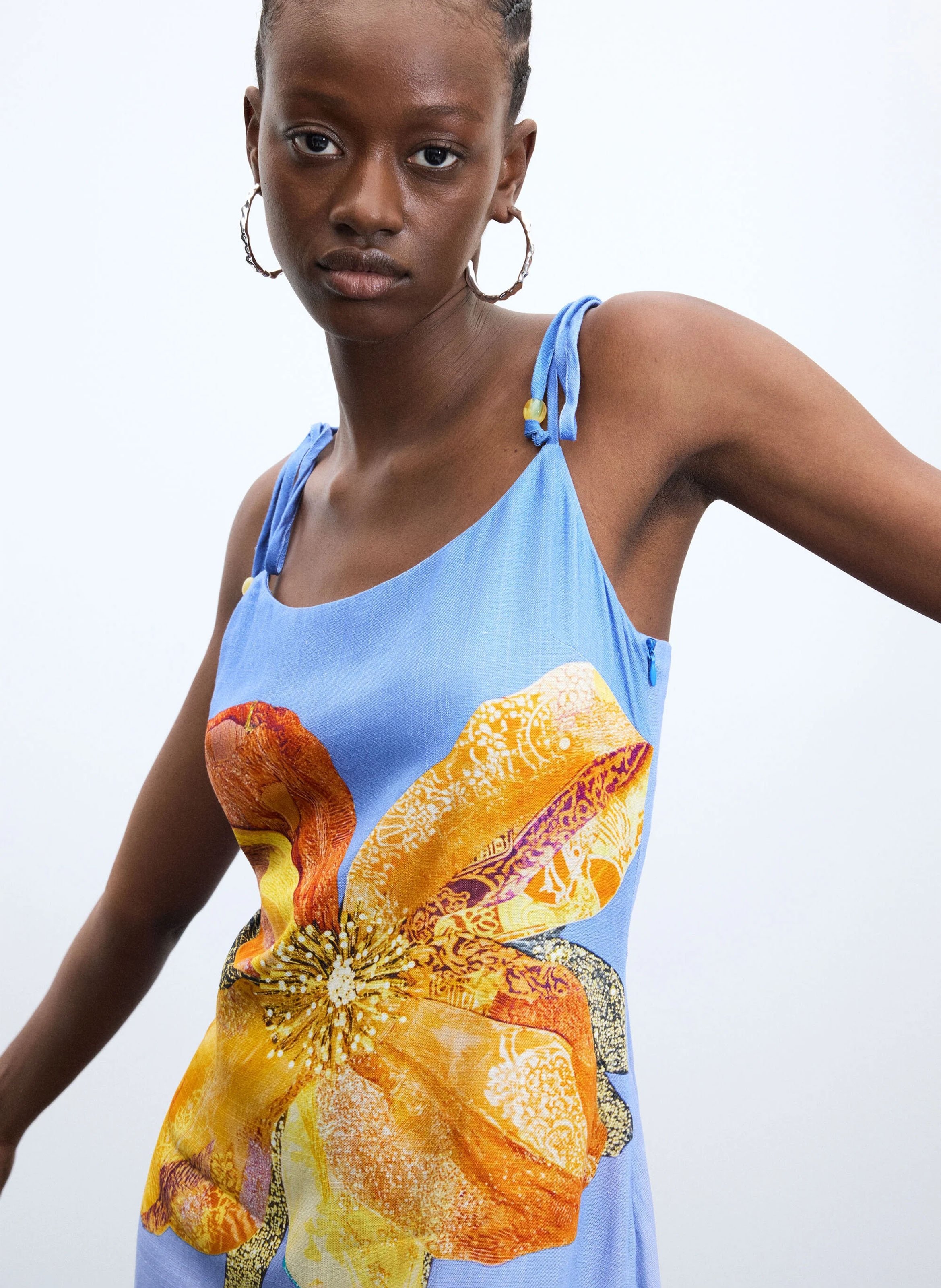 Robe longue col rond imprimée DESIGUAL Bleu