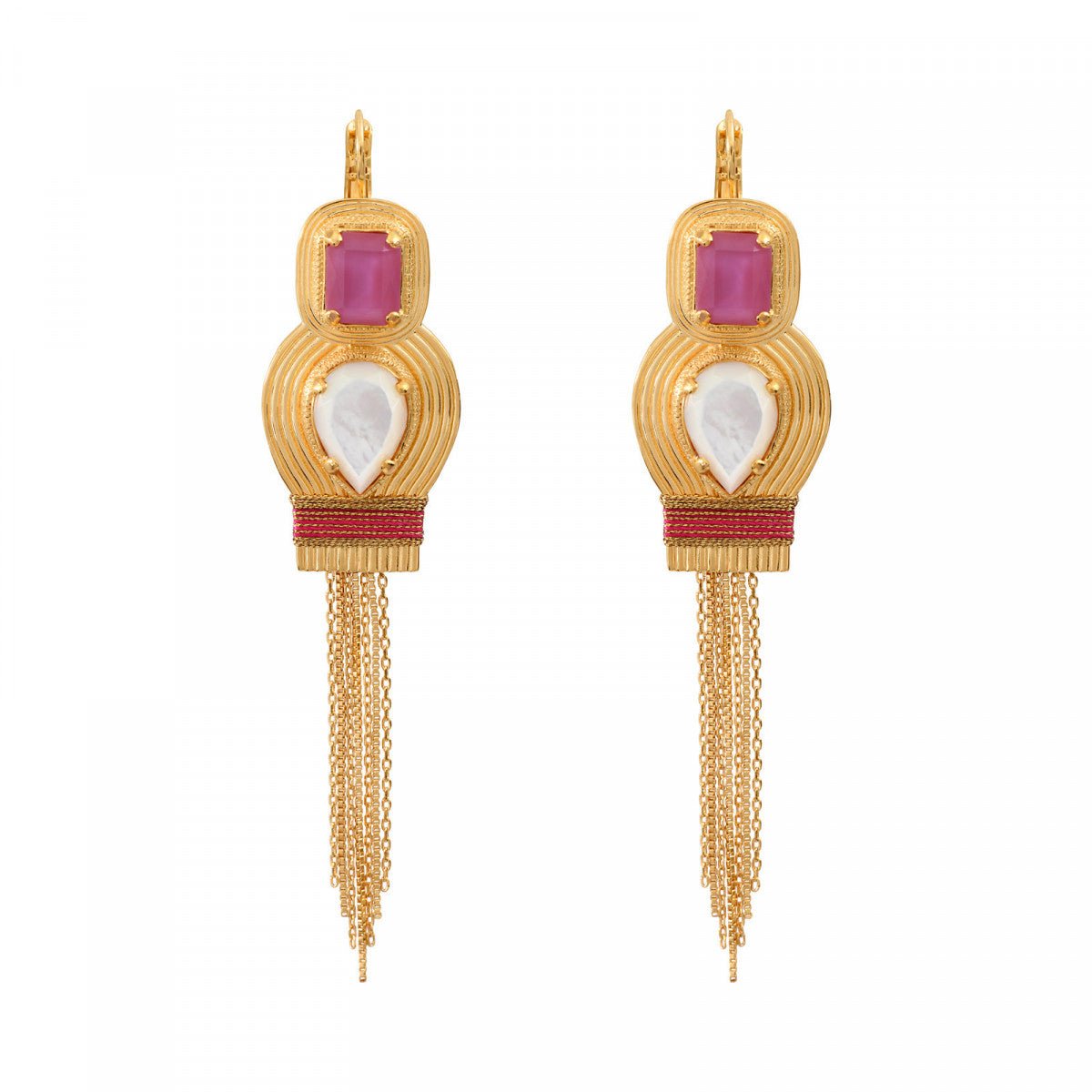 Sleeper earrings in gold-plated finish SATELLITE PARIS Pink