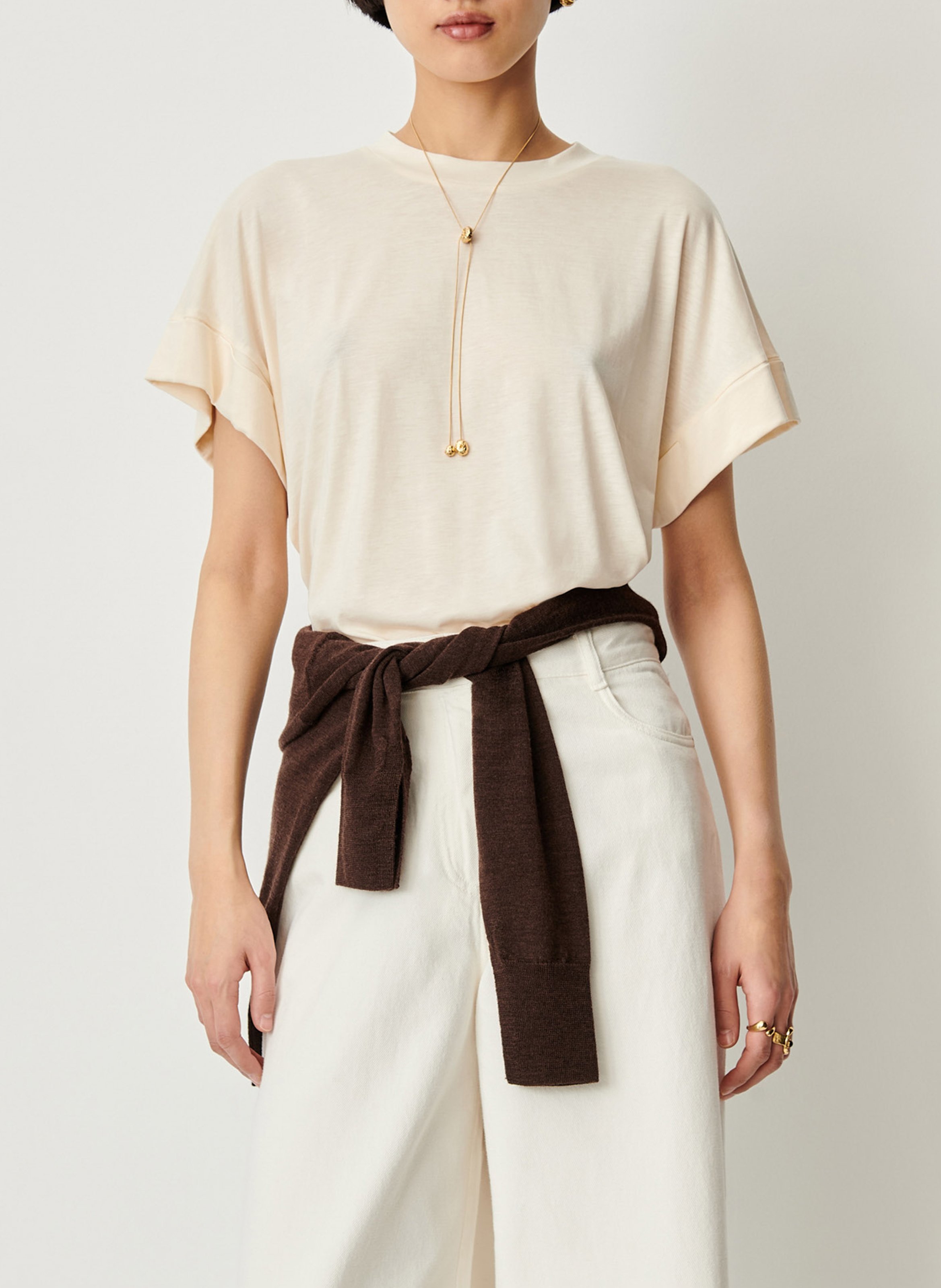 T-shirt met ronde hals SESSUN Beige
