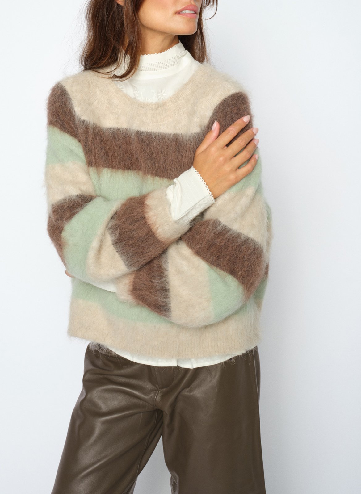 Pull oversize en laine mélangée | Vert MOS MOSH Femme