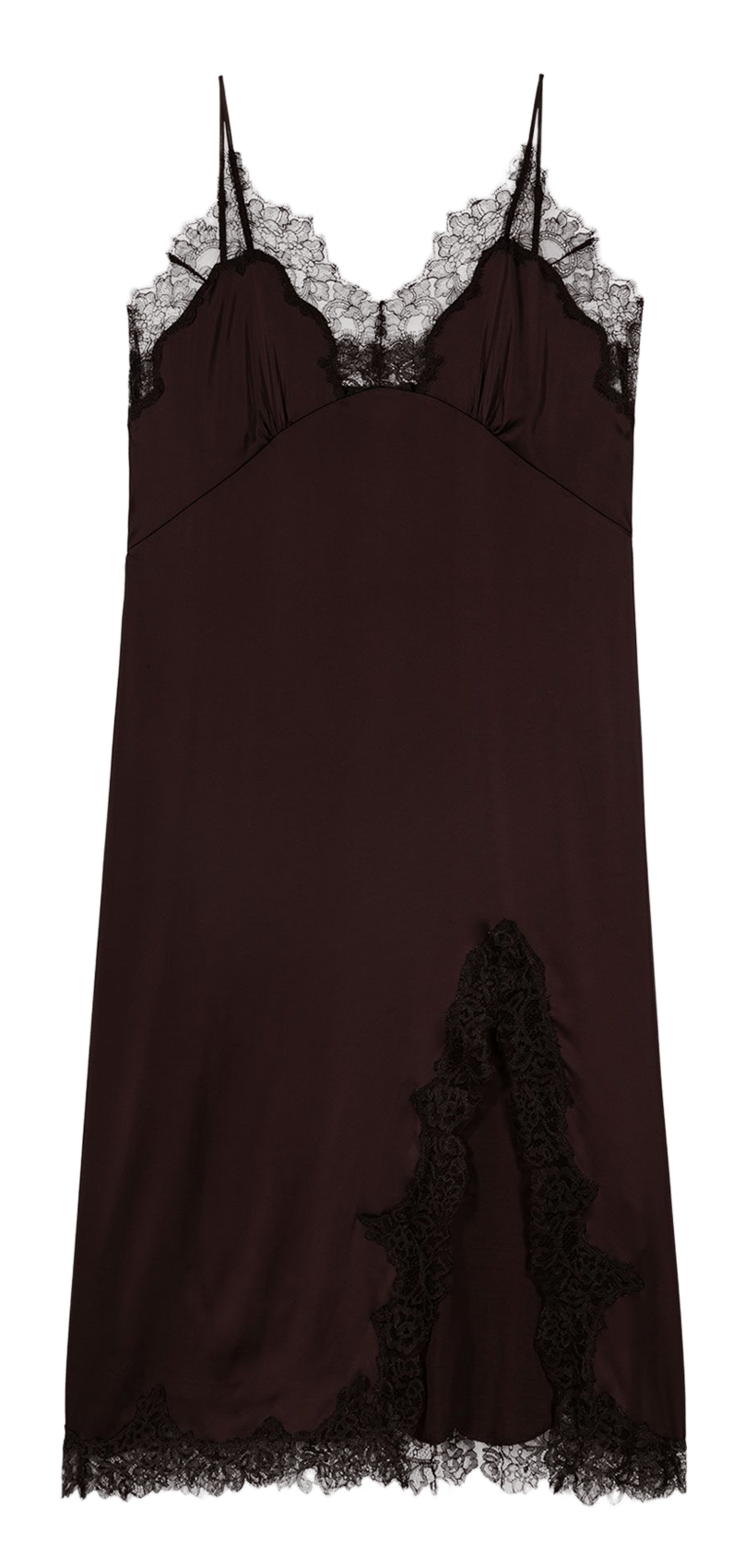 Lace V-neck midi dress MAJE Brown