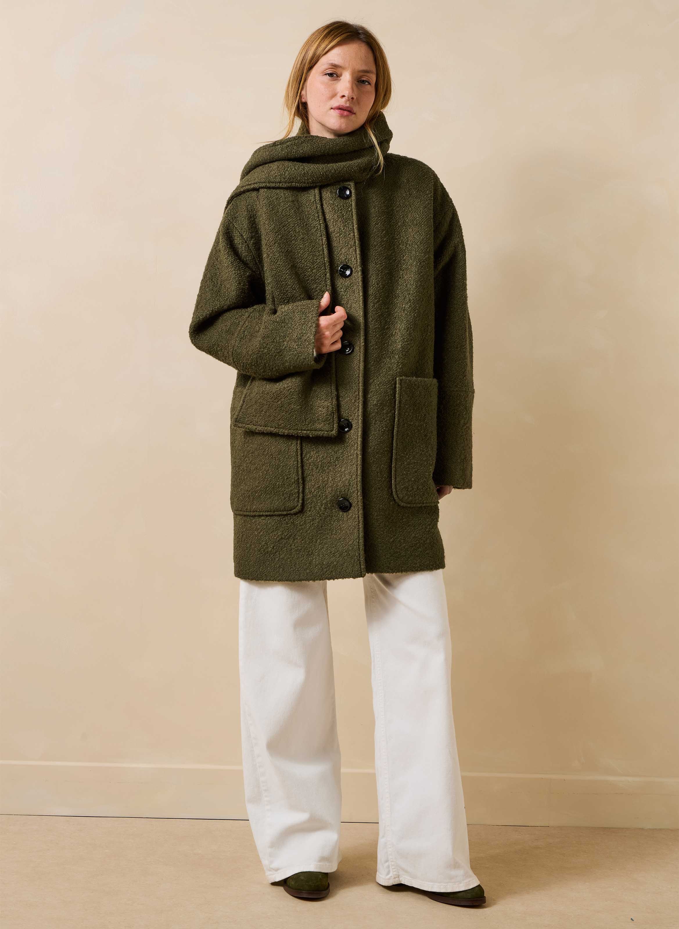 Oversized coat in recycled wool blend LA FEE MARABOUTEE Khaki