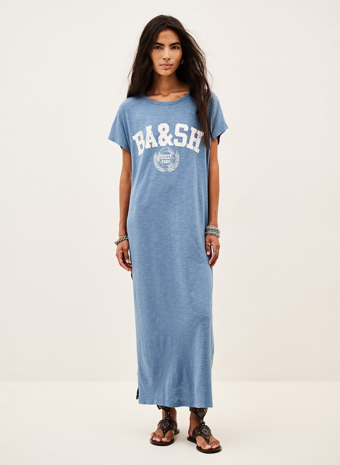 Robe midi imprimée col rond  BA&SH