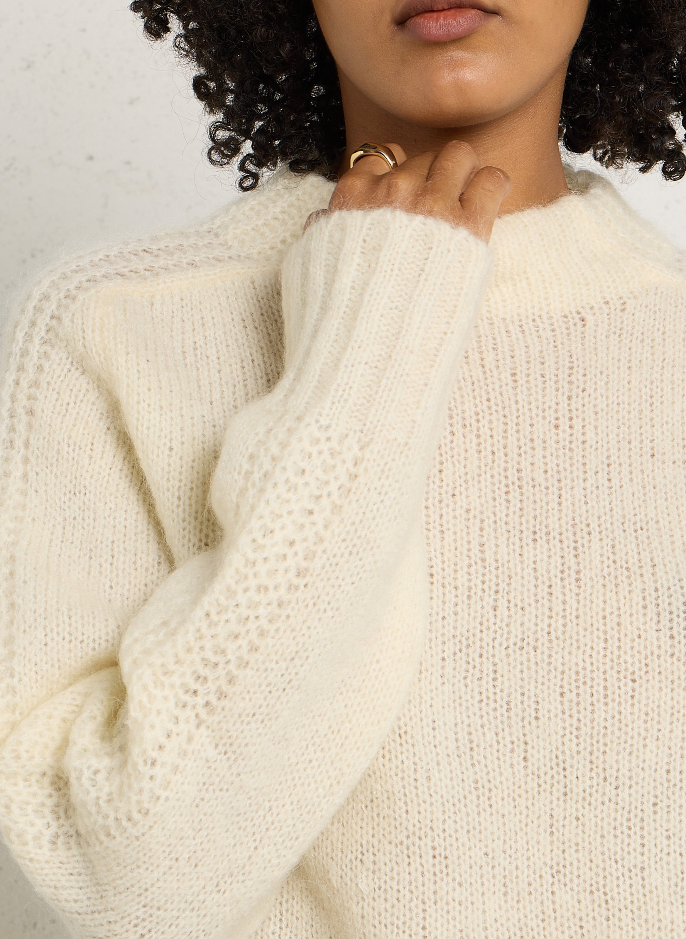 High-neck wool-blend sweater MAISON ANJE White