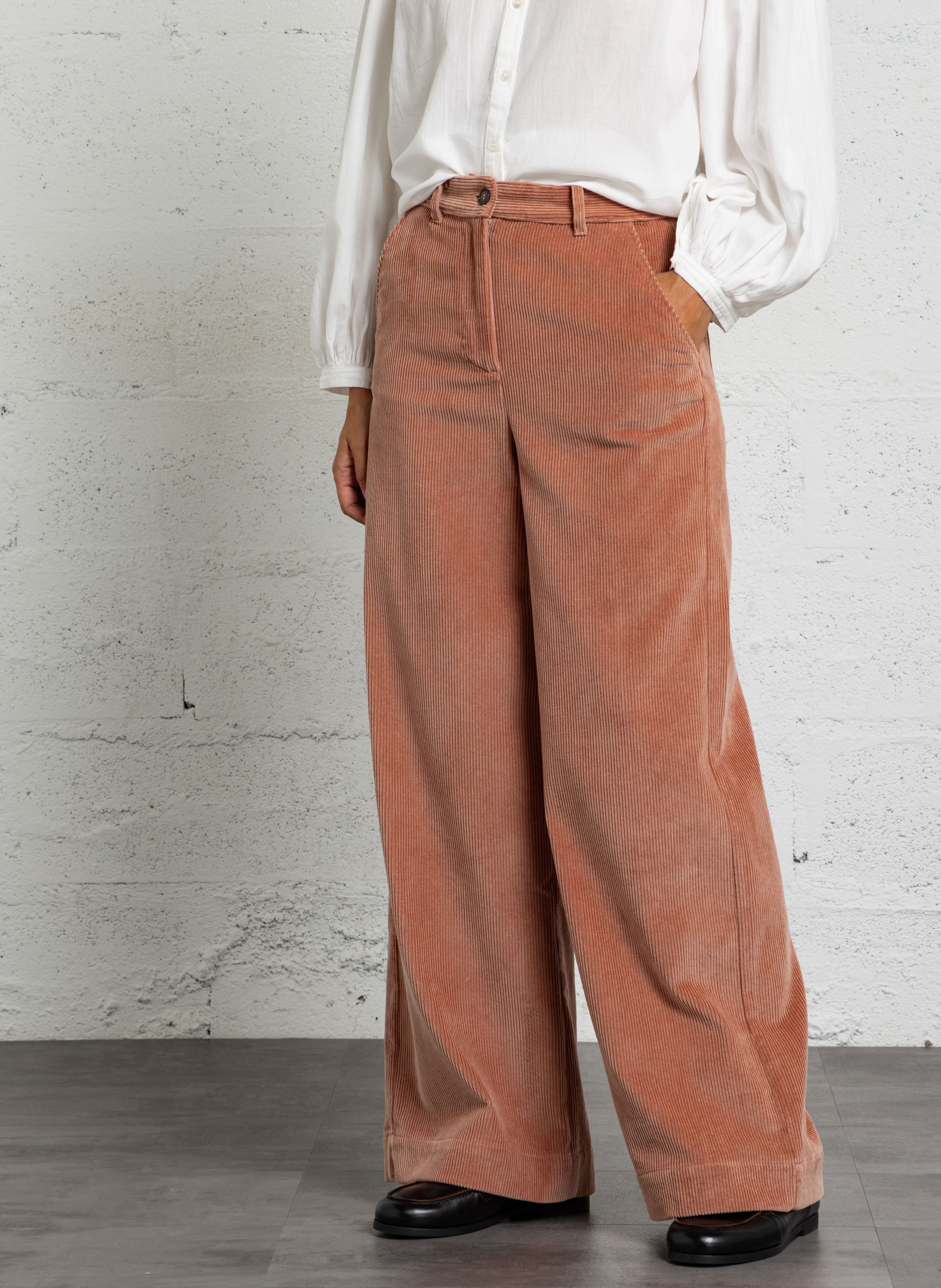 High-waisted cotton pants DES PETITS HAUTS Pink