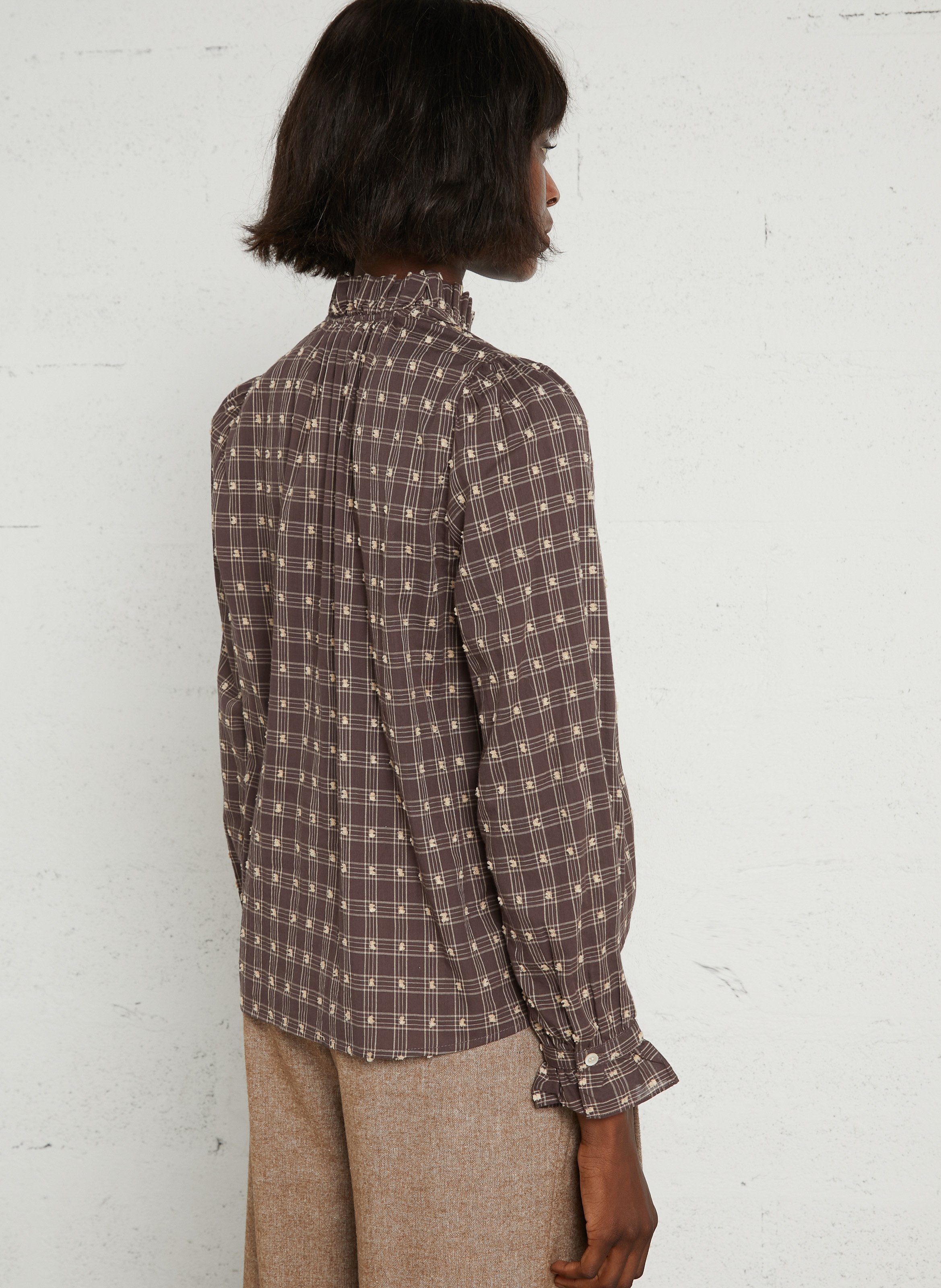 Bluse mit Volantkragen aus Baumwolle THE KORNER Braun