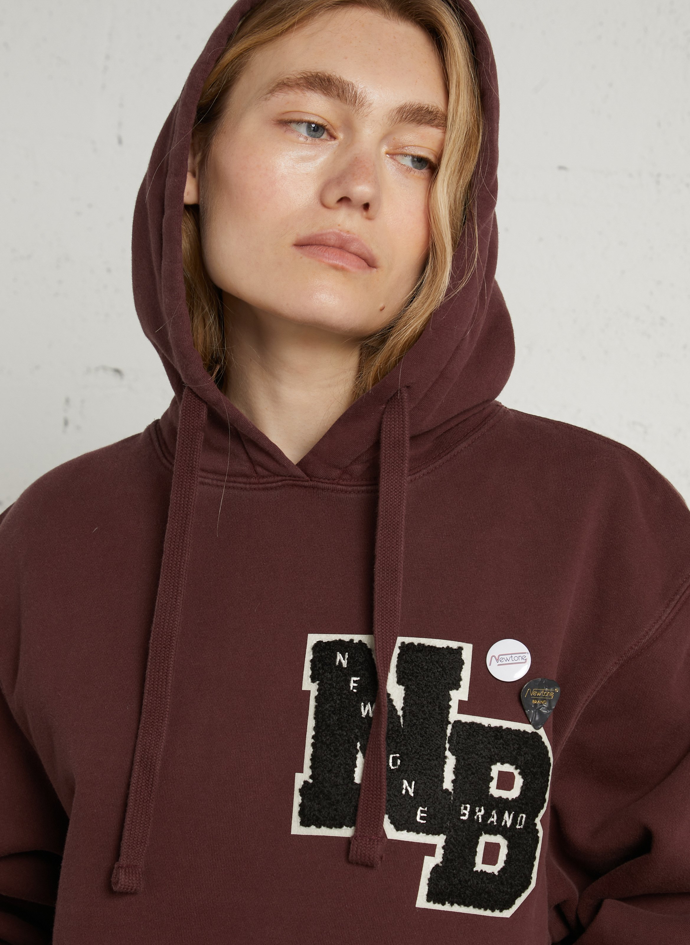 Sweat à capuche brodé en coton mélangé NEWTONE Violet