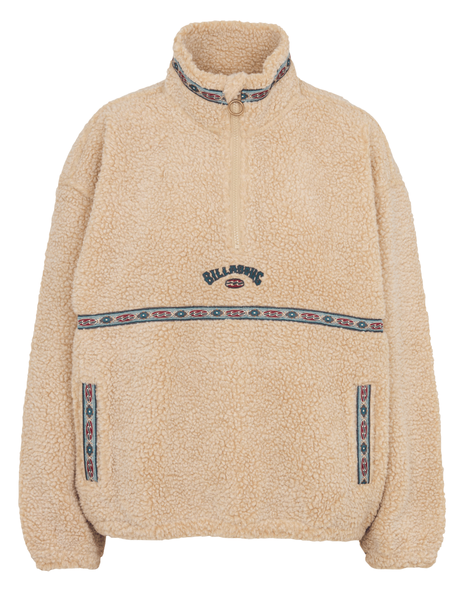 Polaire ample col montant zippé brodé BILLABONG Beige
