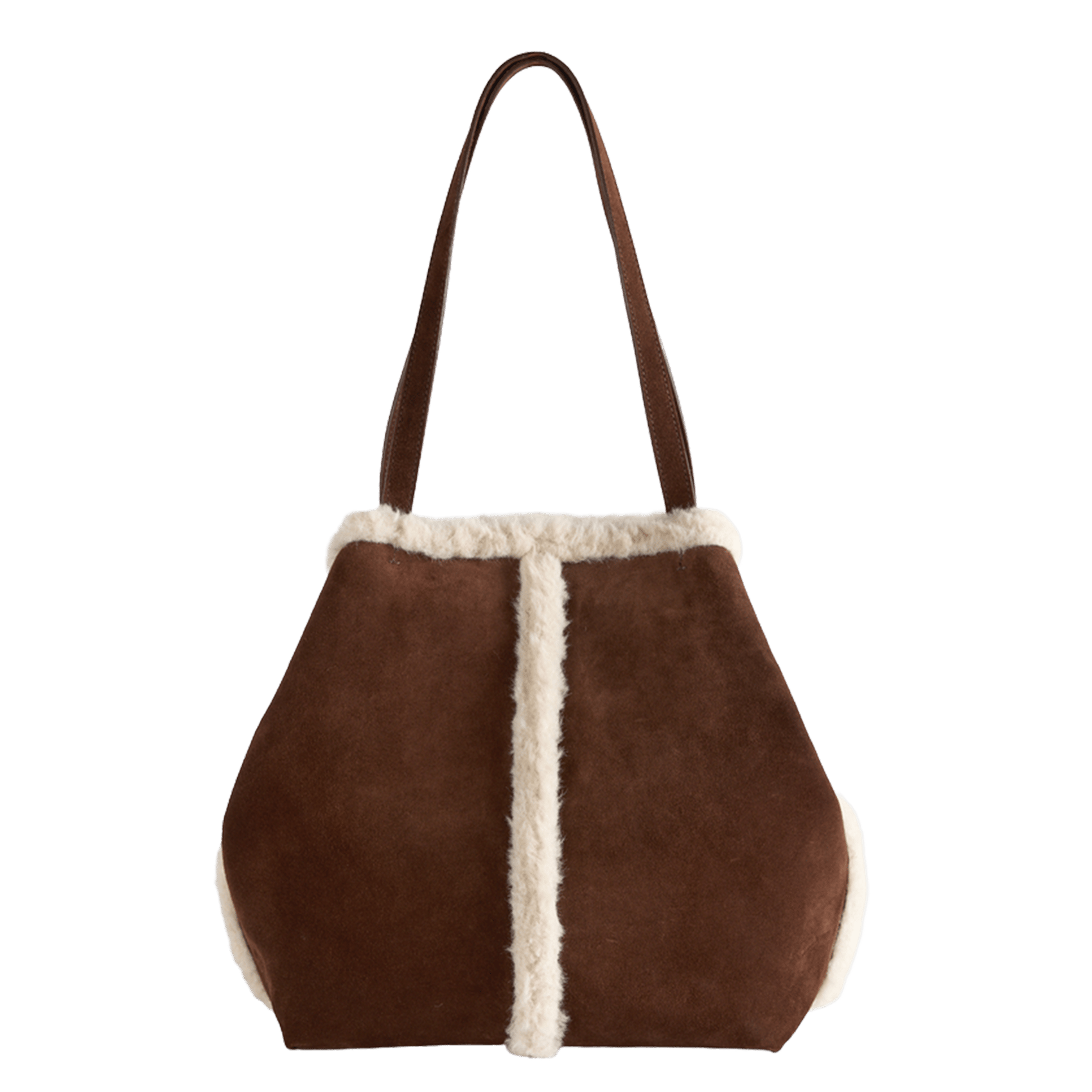Large plain leather tote bag VANESSA BRUNO Brown