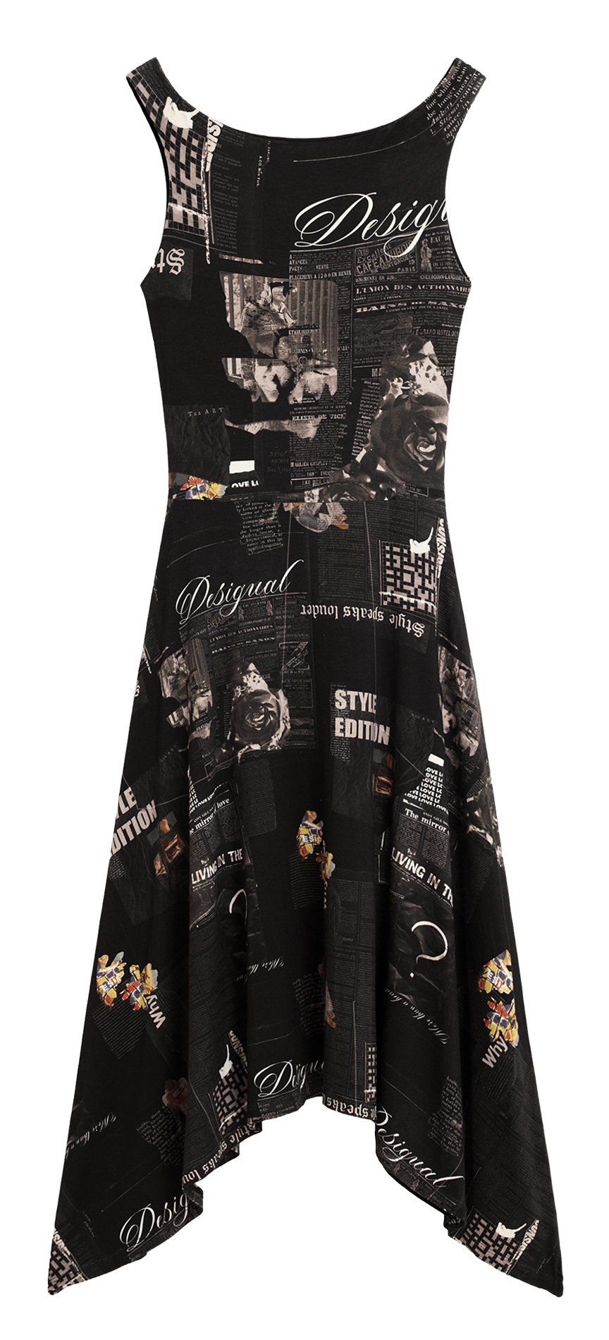 Robe midi asymétrique imprimée DESIGUAL Noir