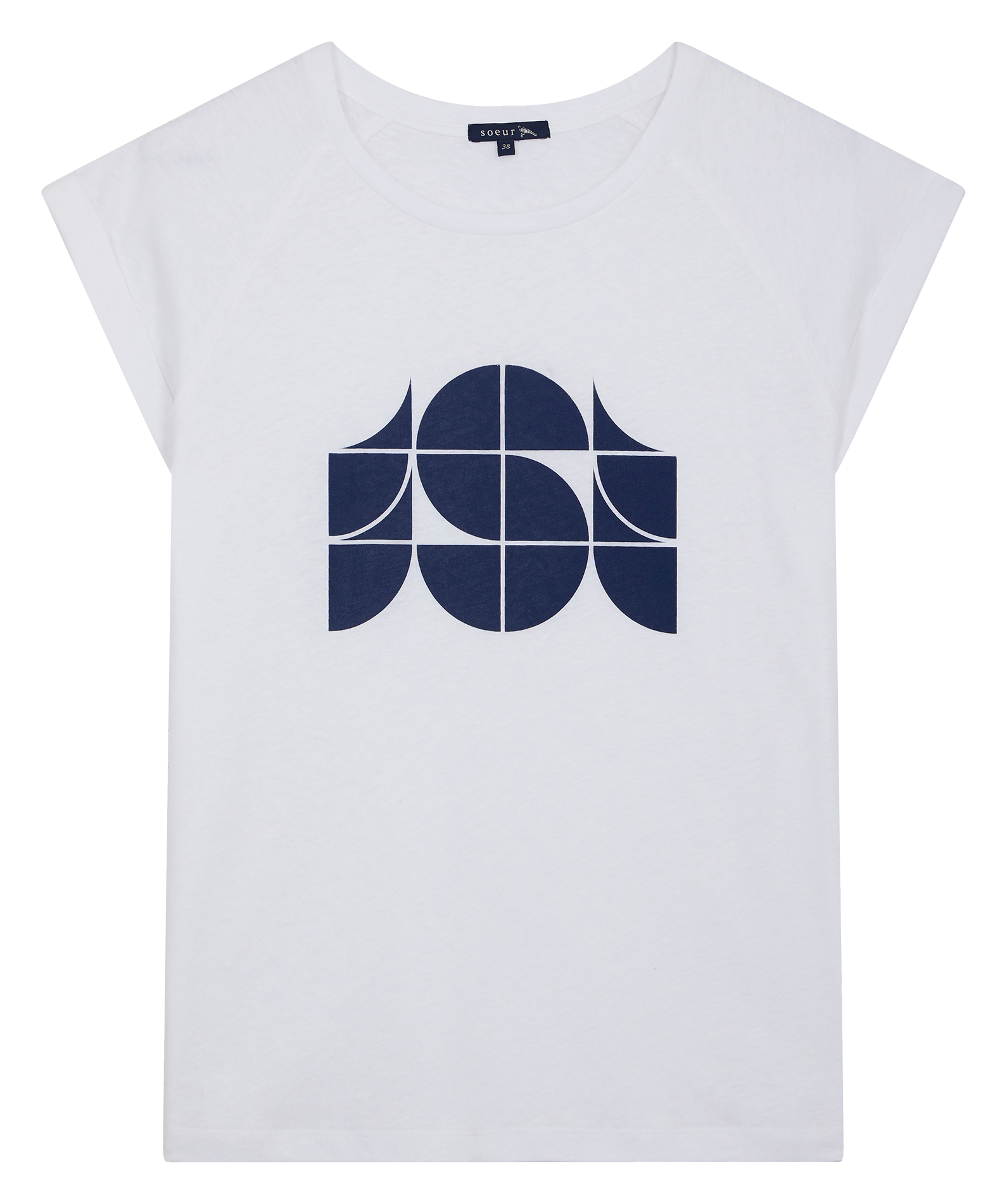 T-shirt met ronde hals en zeefdruk | katoenblend Wit