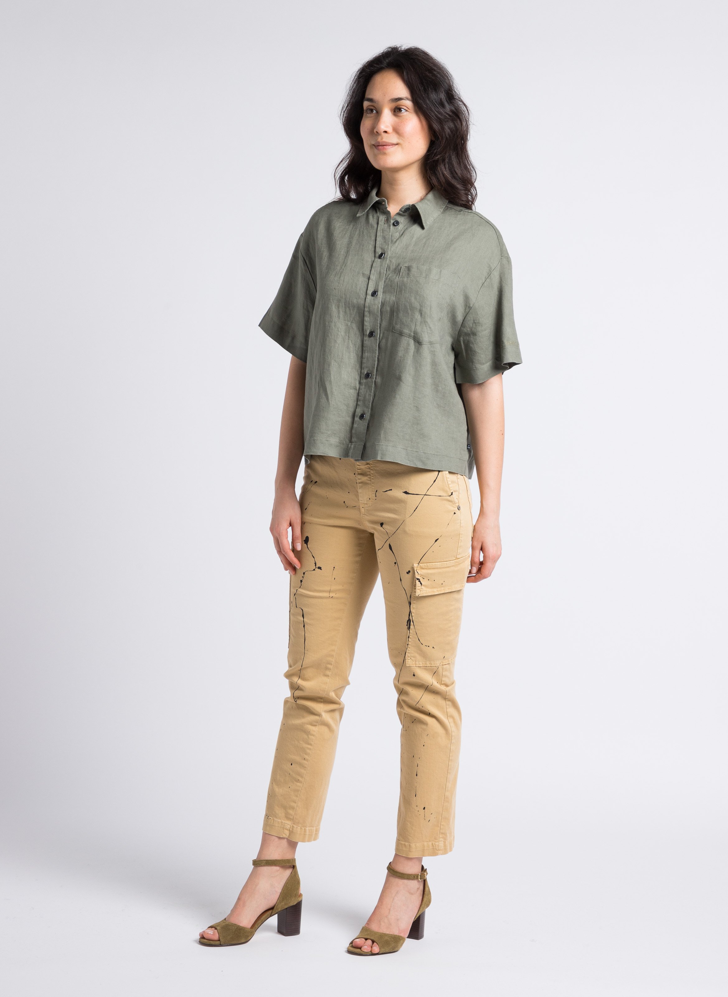 Cotton-blend cargo-style pants PLEASE Beige