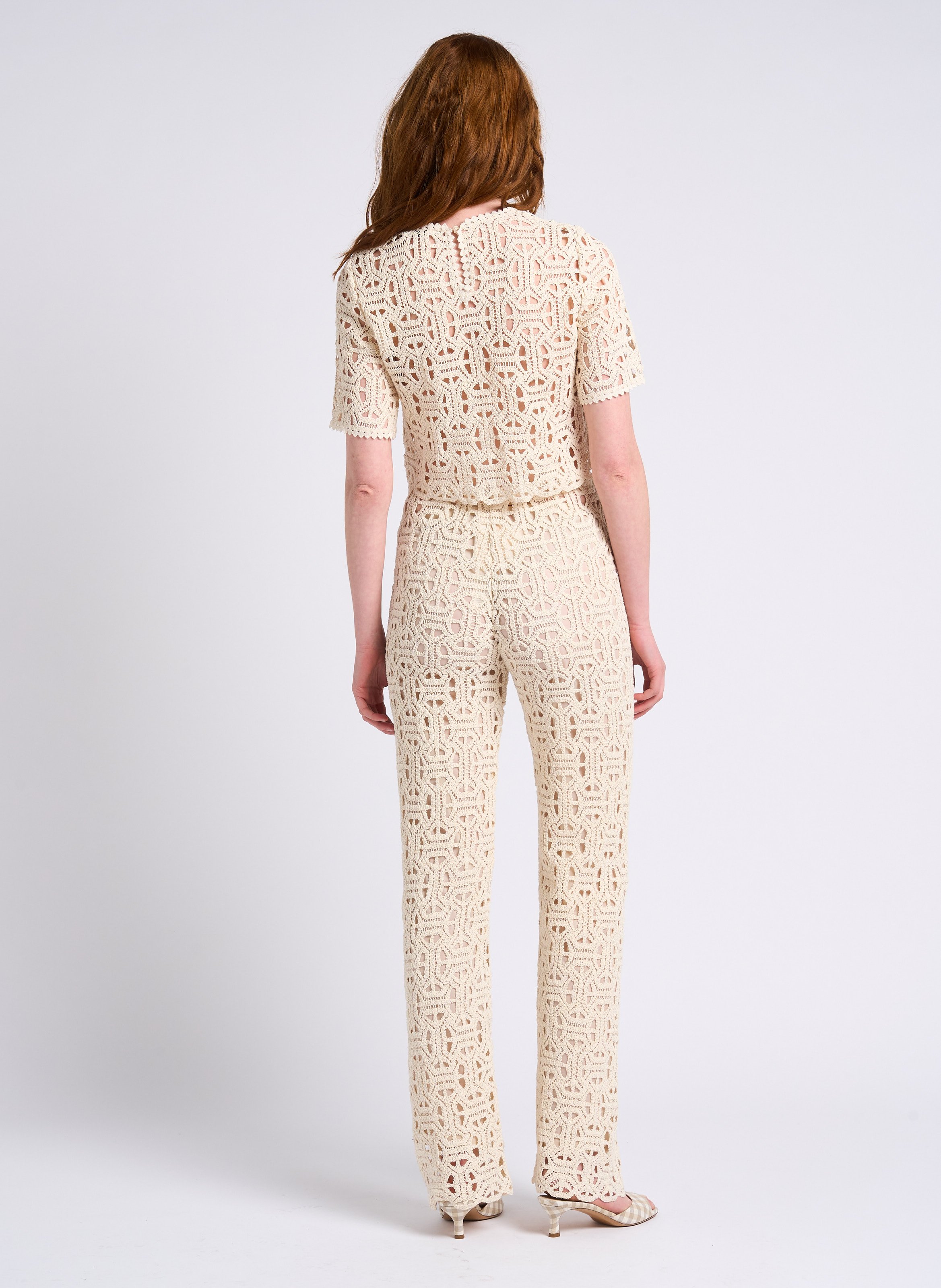 Mules à talons en vichy RIVECOUR Beige