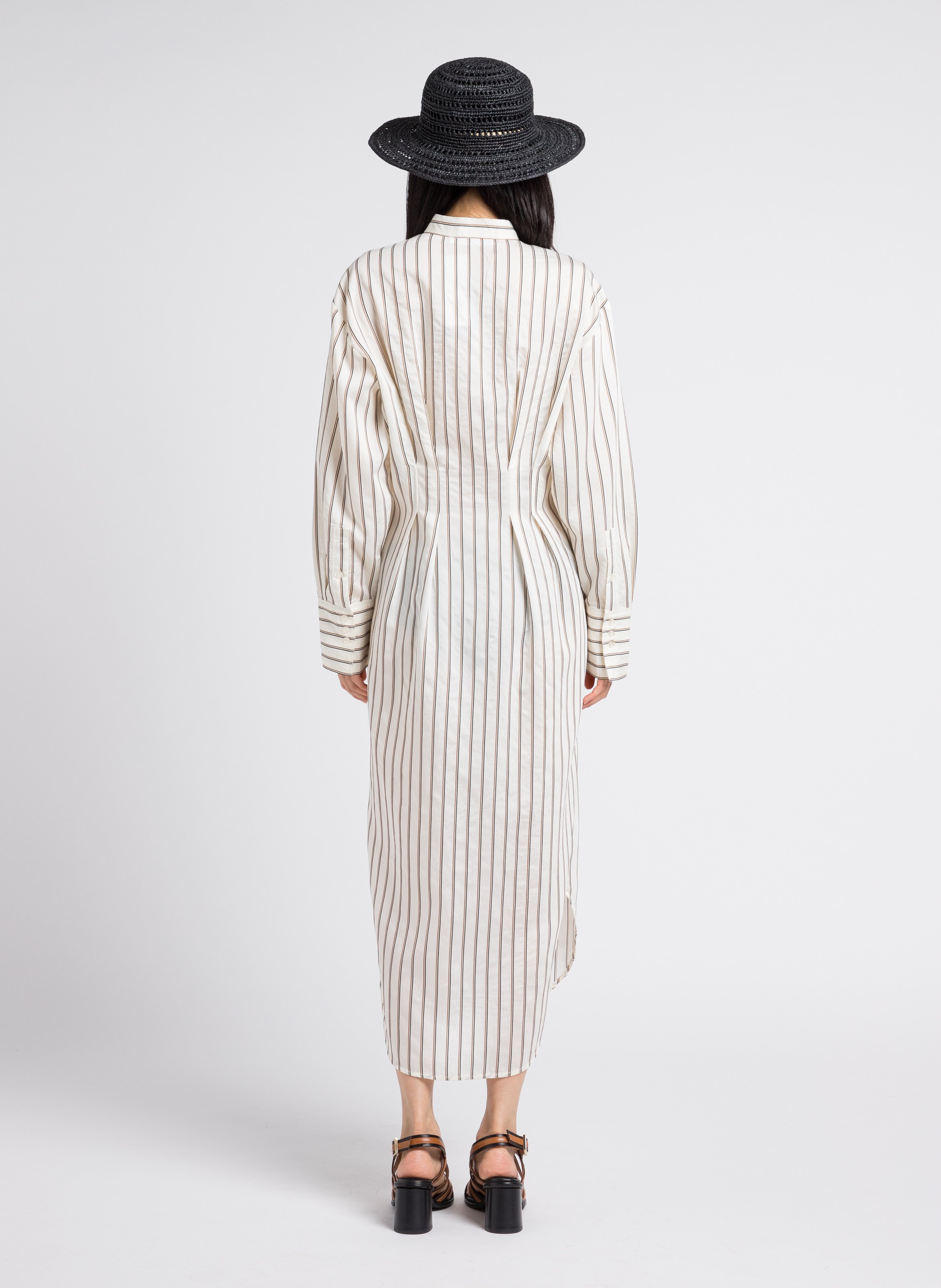 Robe longue ajustée à col mao SAMSOE SAMSOE Blanc