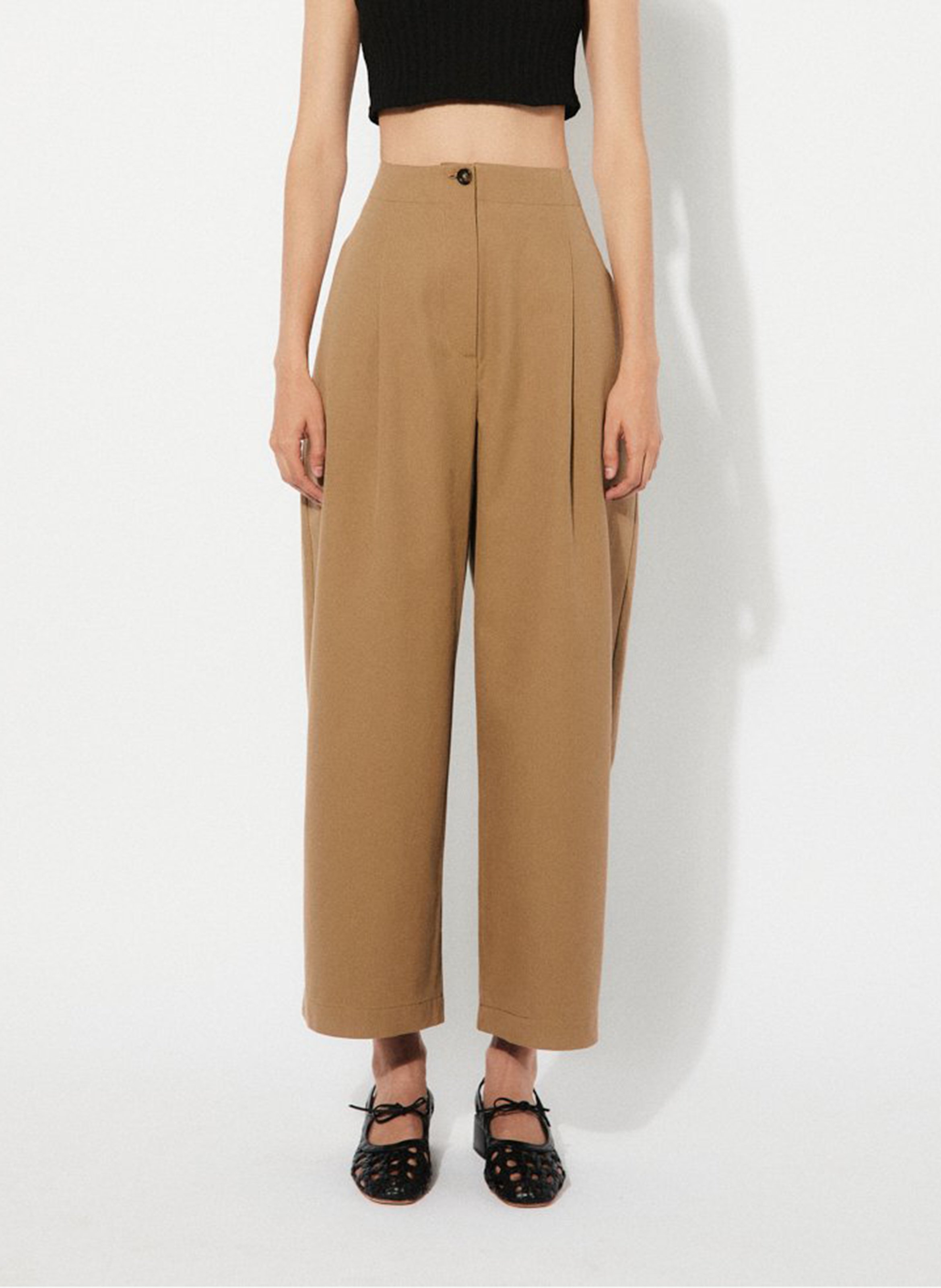 Pantalon large en coton RITA ROW Marron