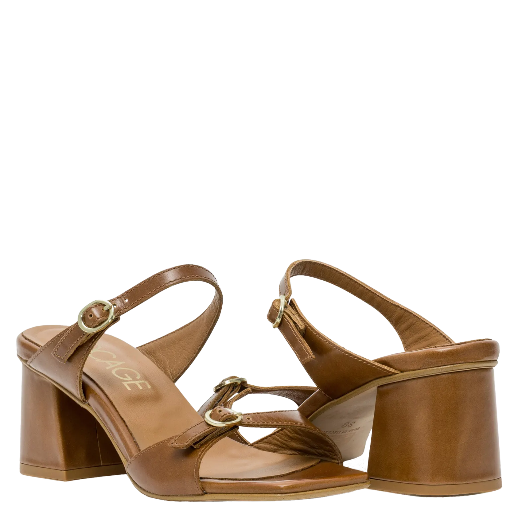 Flat leather mules BOCAGE Brown