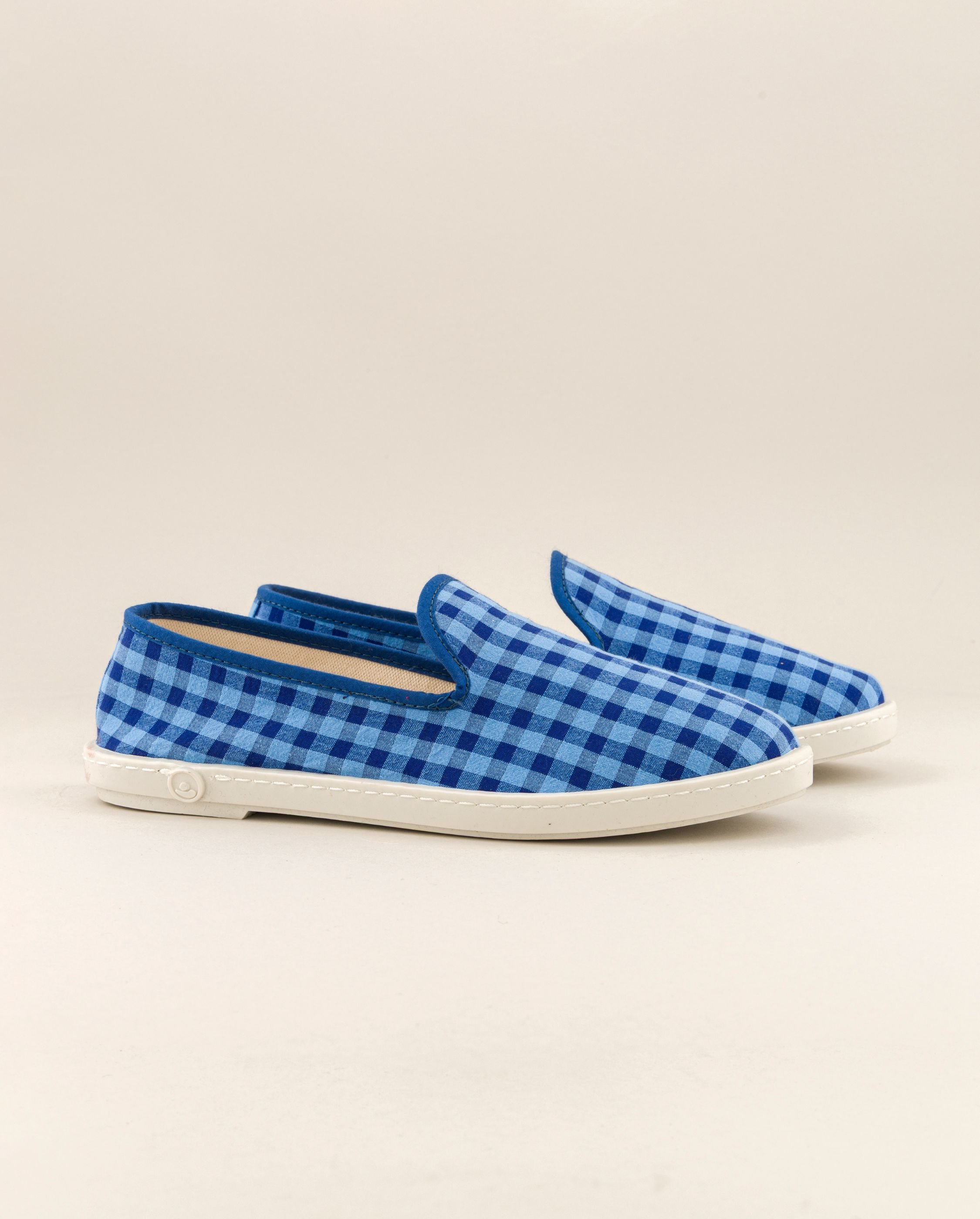 Women's gingham slippers, ocean blue ANGARDE Blue