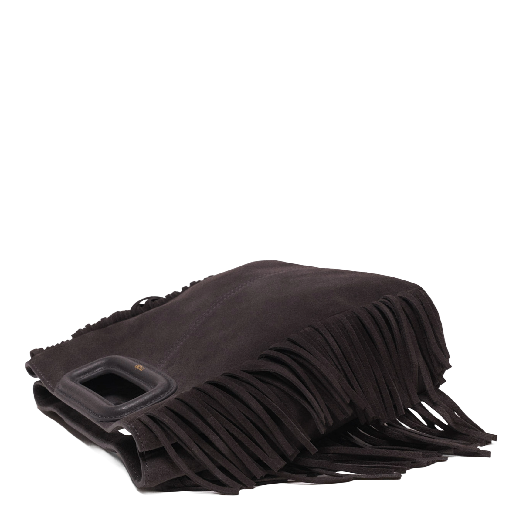 Studded leather messenger bag MAJE Grey