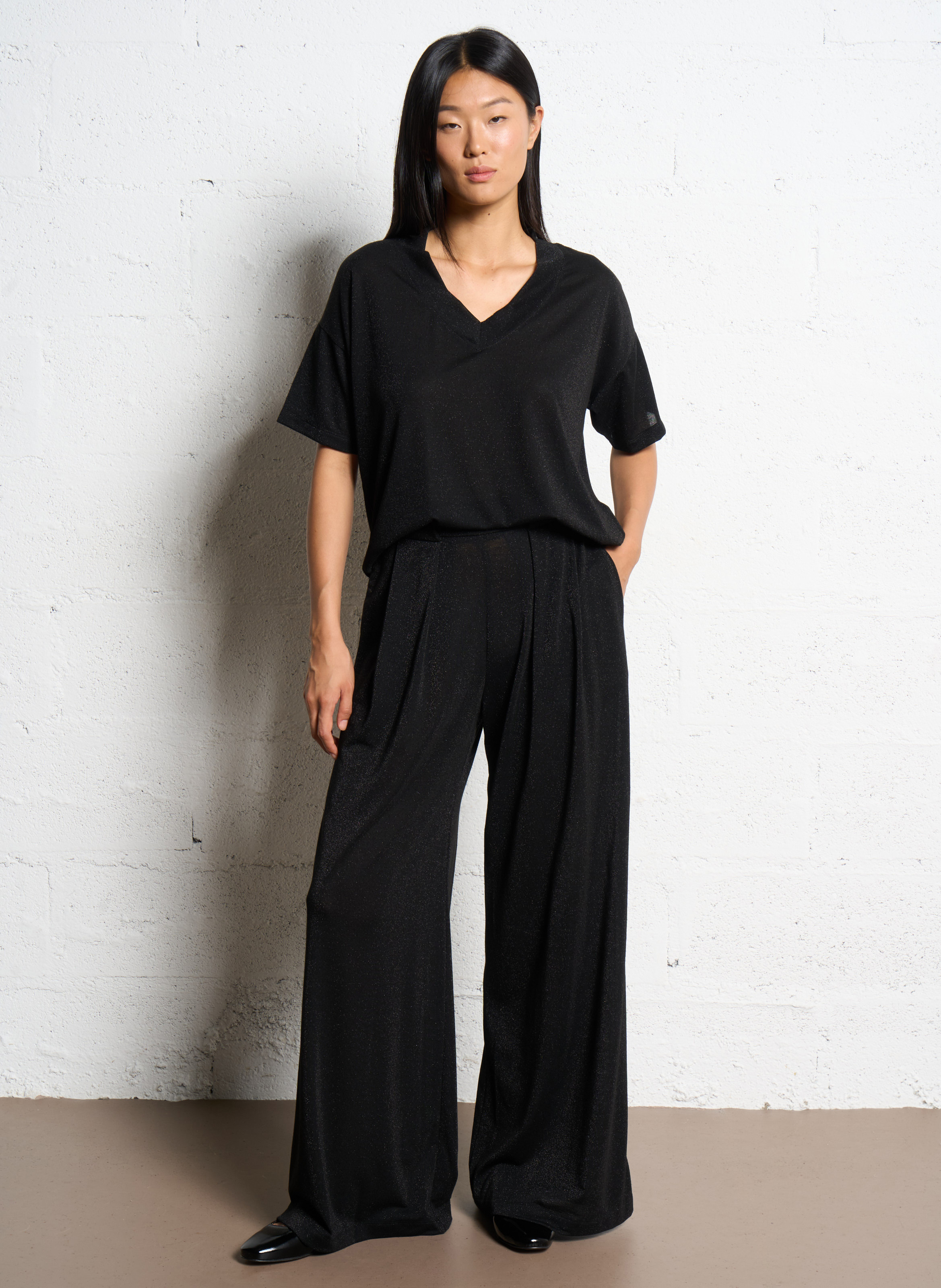 Pantalon large à paillettes MOMONI Noir