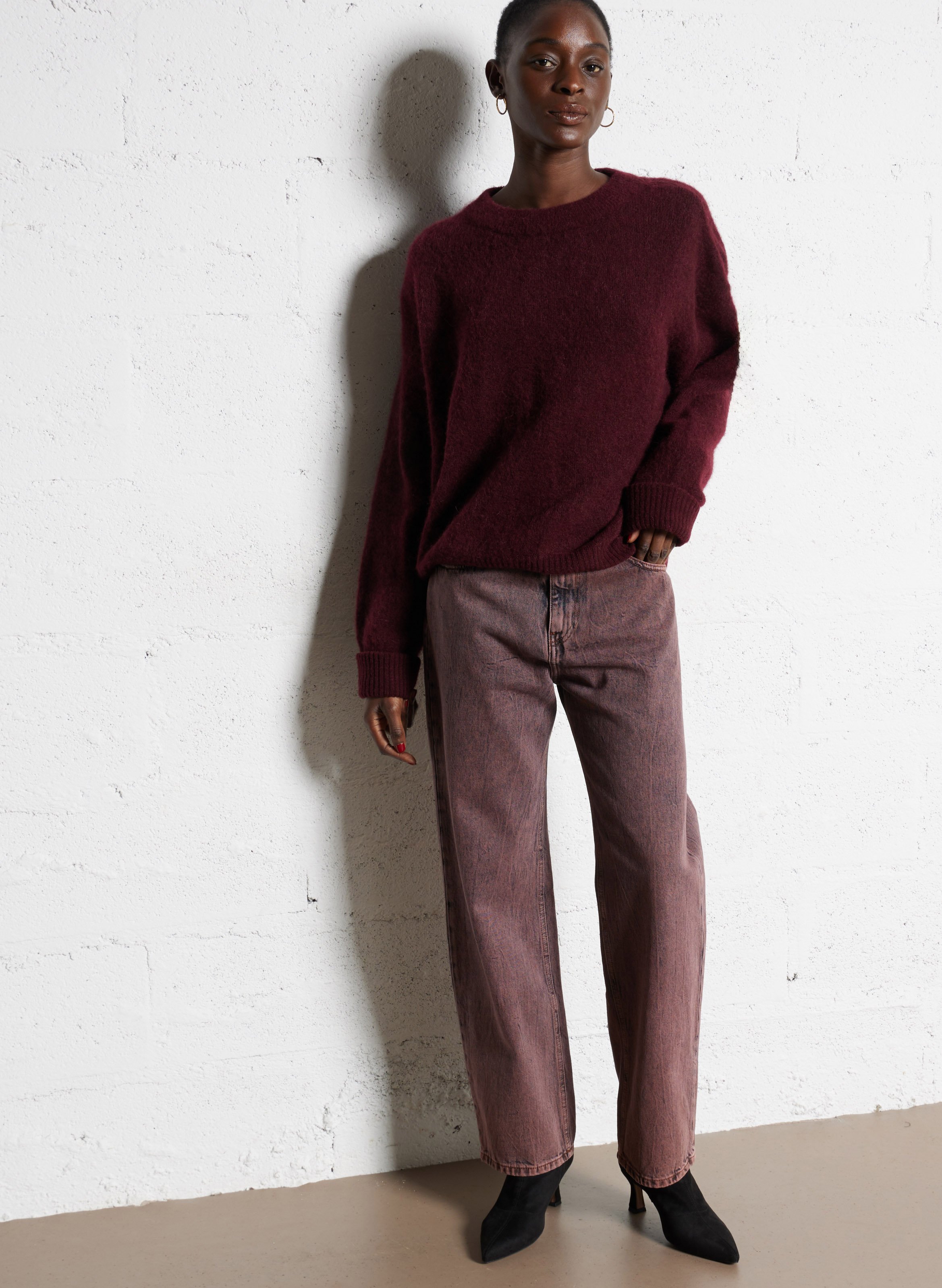 Weit geschnittener Rundhalspullover aus Wollmix AMERICAN VINTAGE Rot