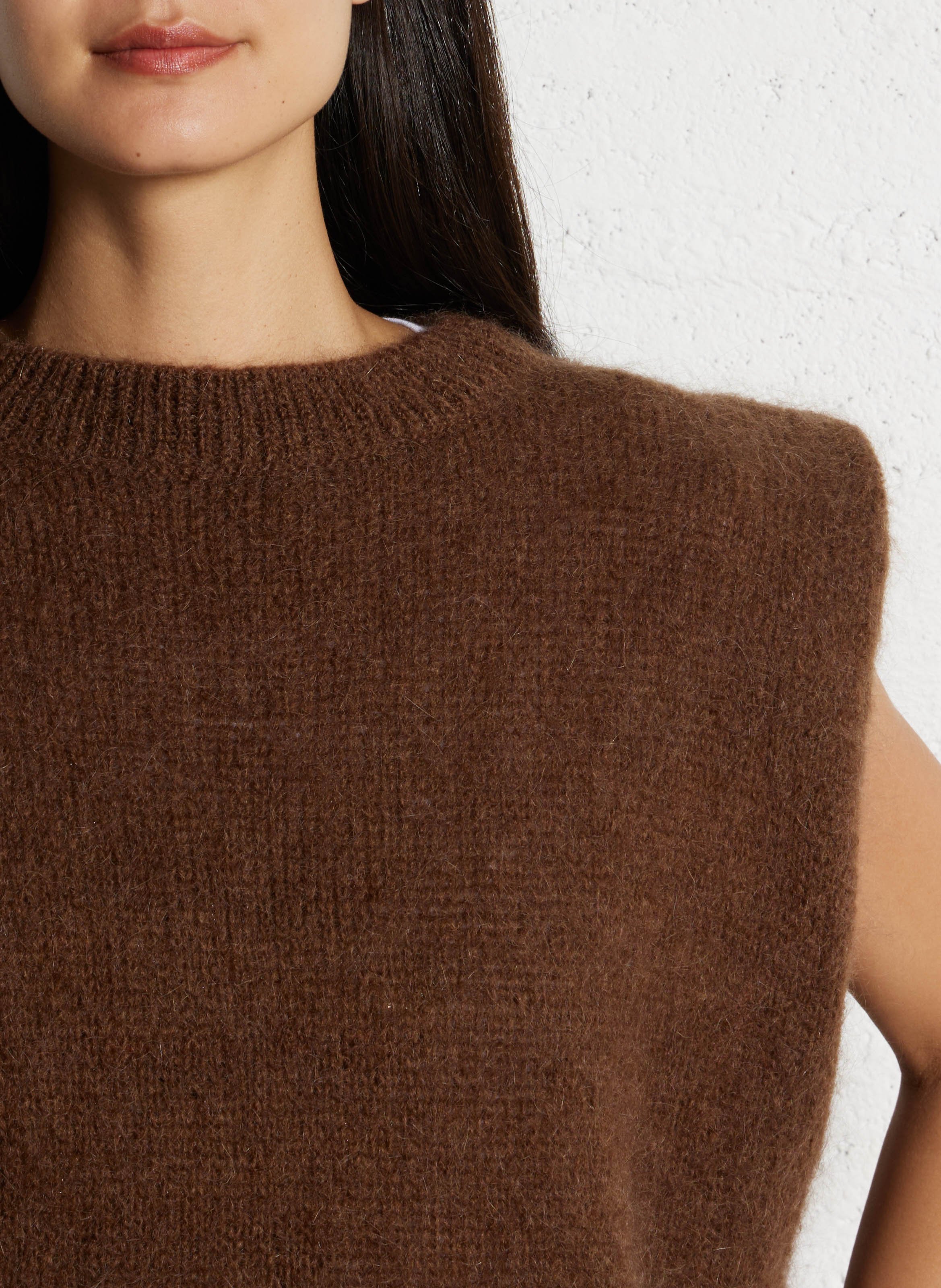 Pull col rond en laine mélangée PLEASE Marron