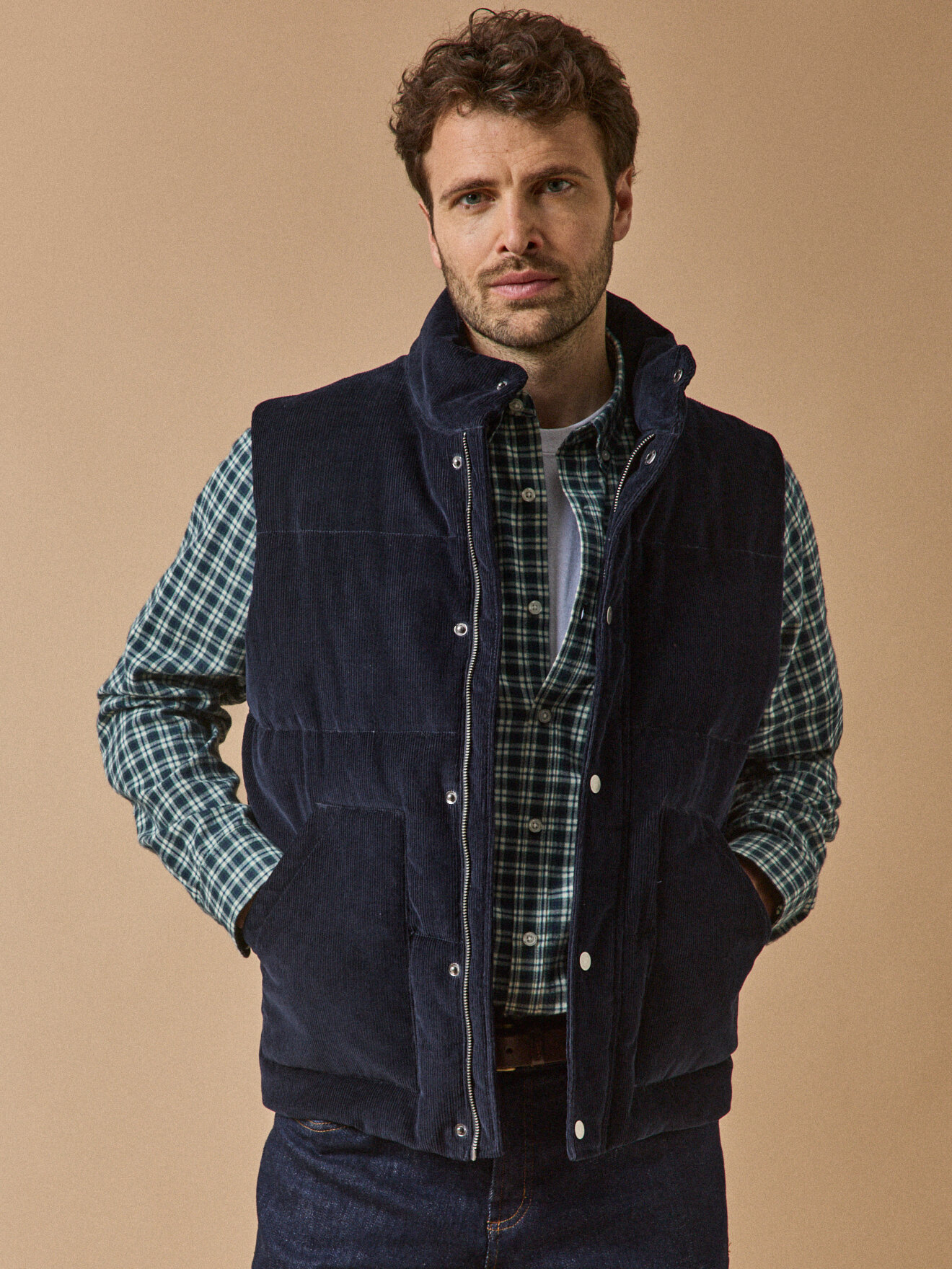 Quilted velvet sleeveless vest CYRILLUS Blue