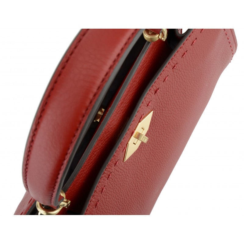 Handbag - cowhide leather POURCHET Red
