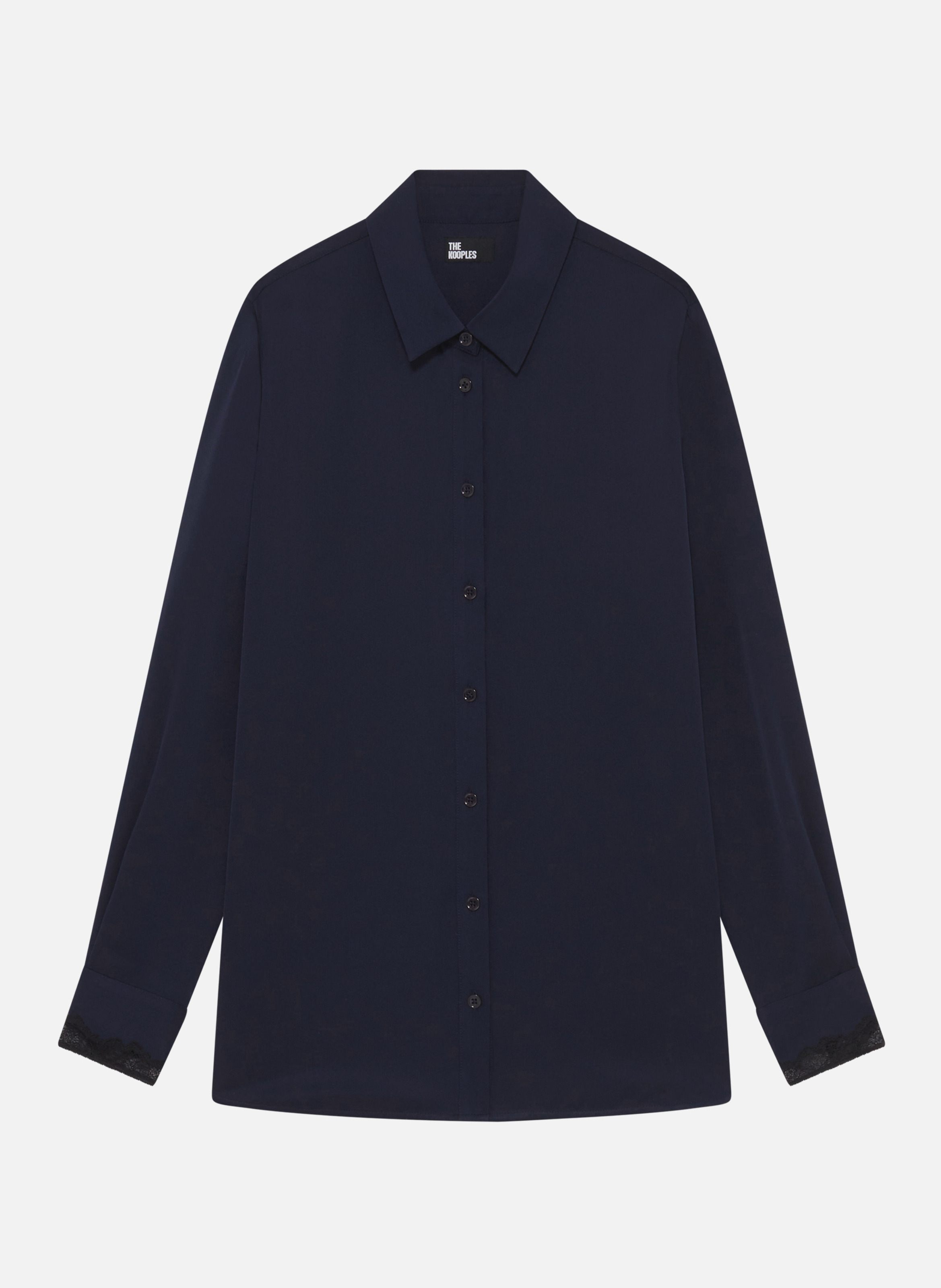 Printed silk satin classic-collar shirt THE KOOPLES Blue