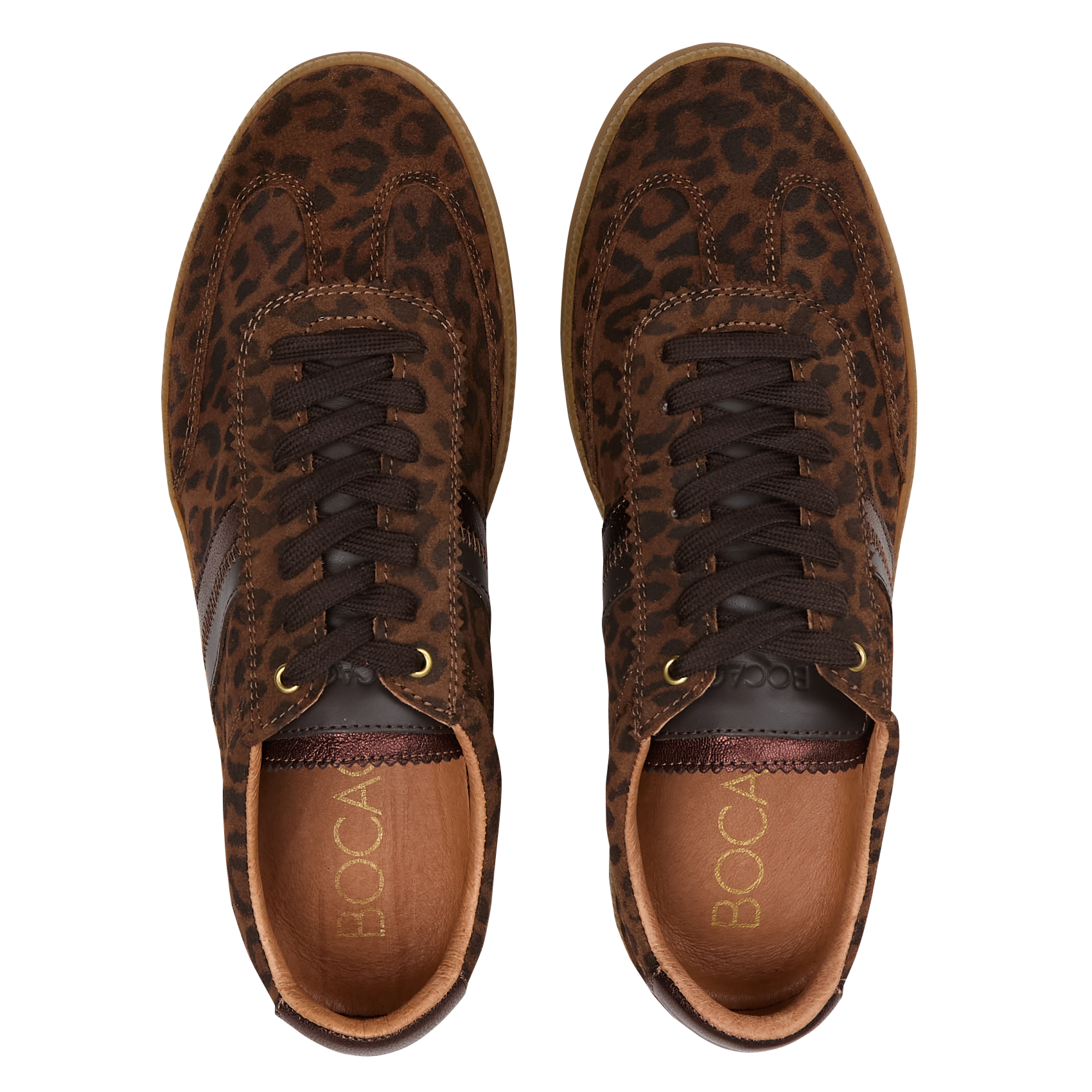 Leopard low-top sneakers in leather BOCAGE Brown