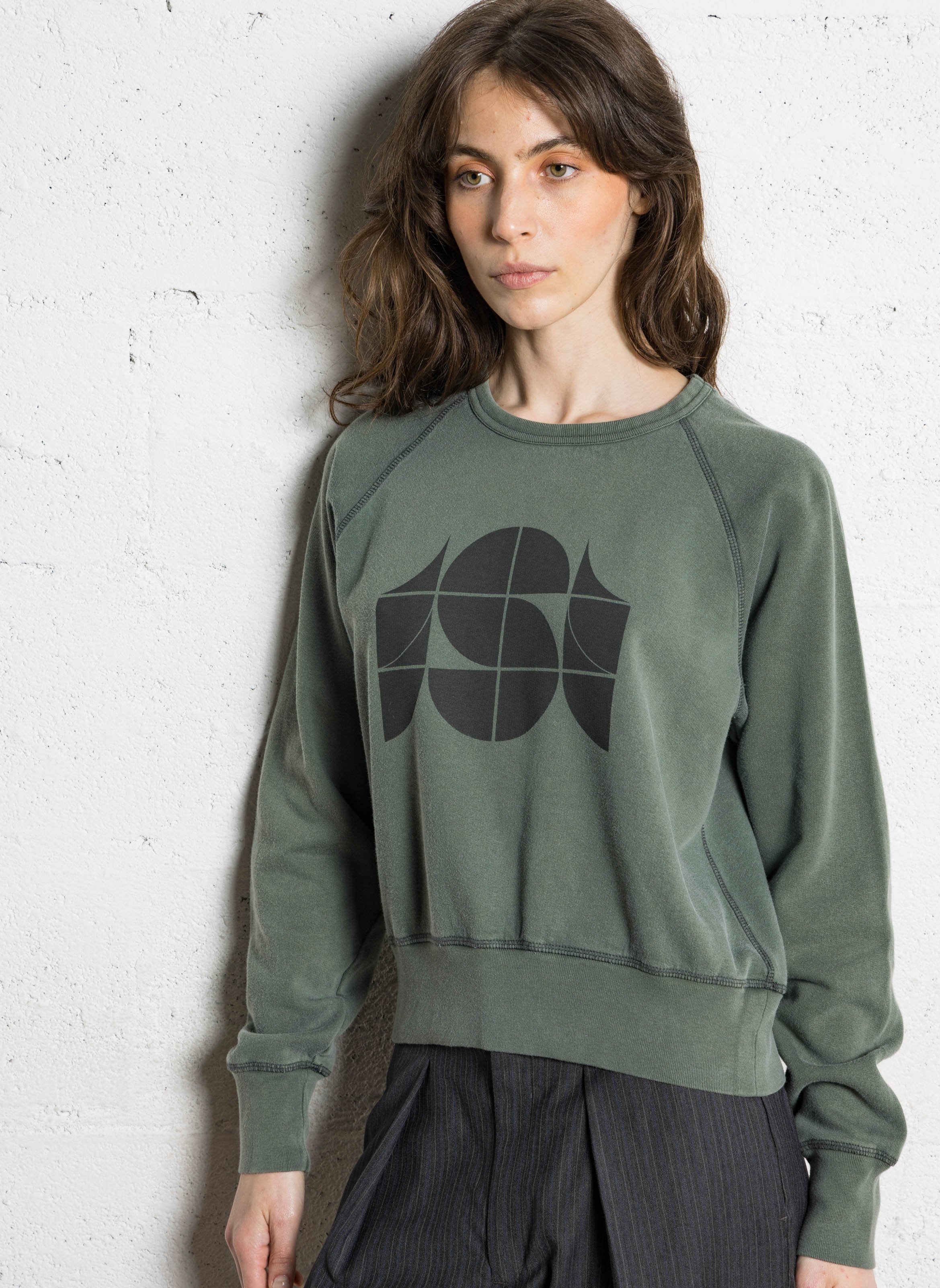 Straight printed cotton sweatshirt SOEUR Grey