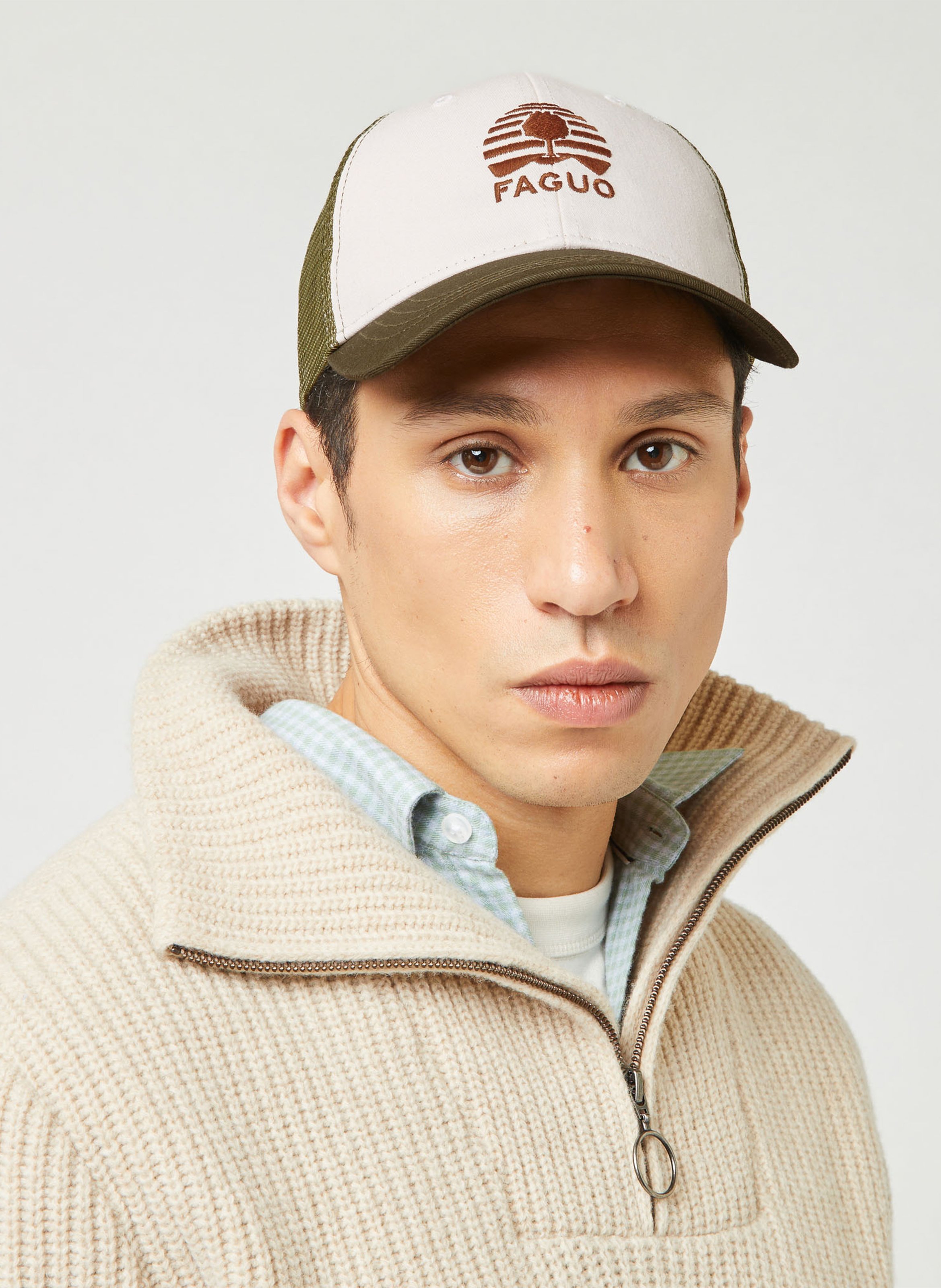 Cap made of recycled cotton FAGUO Khaki