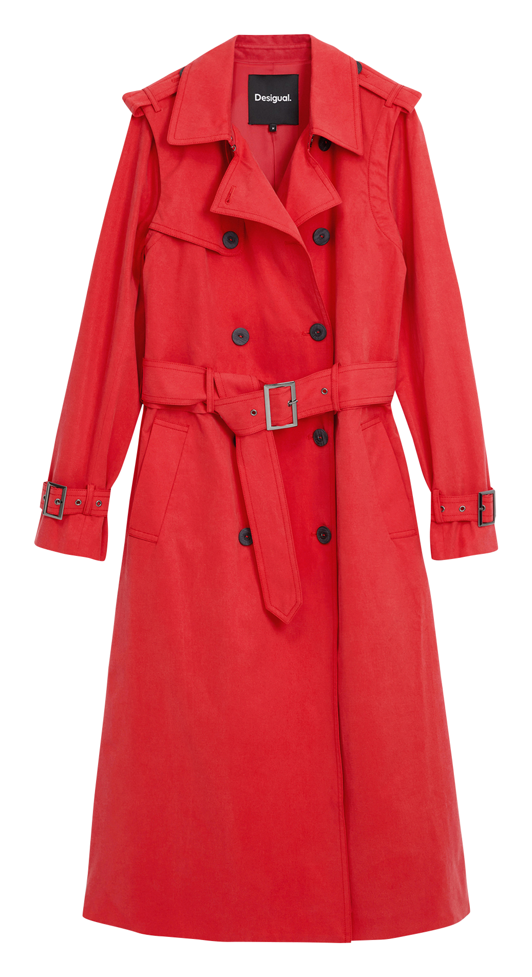 Trench long boutonné amovible DESIGUAL Rouge