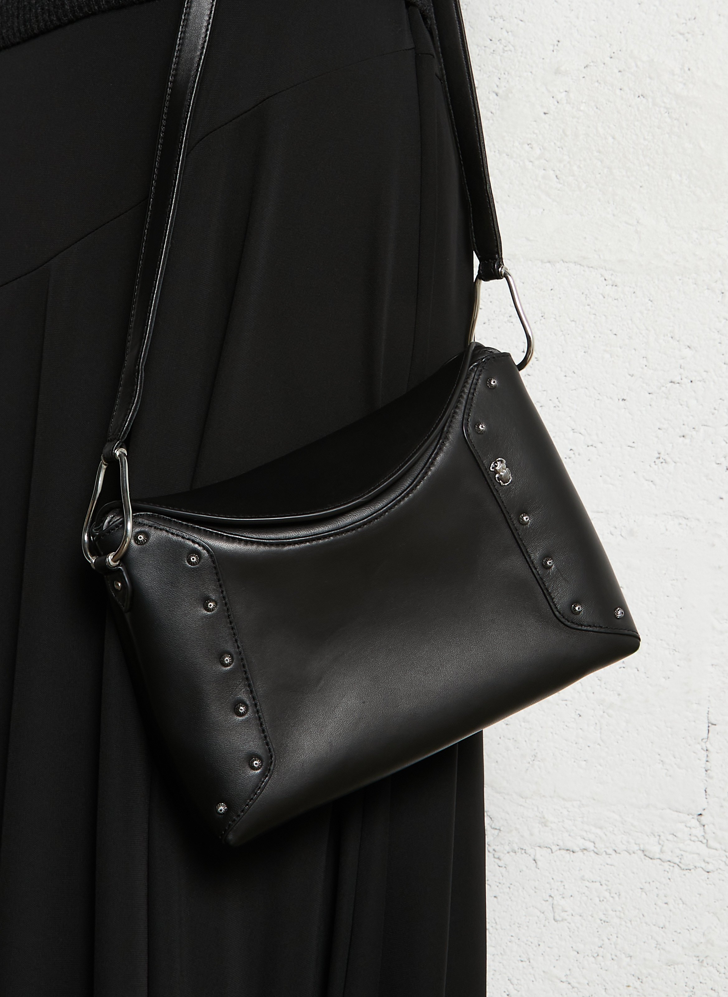 Sac bandoulière en cuir mélangé CLARIS VIROT Noir