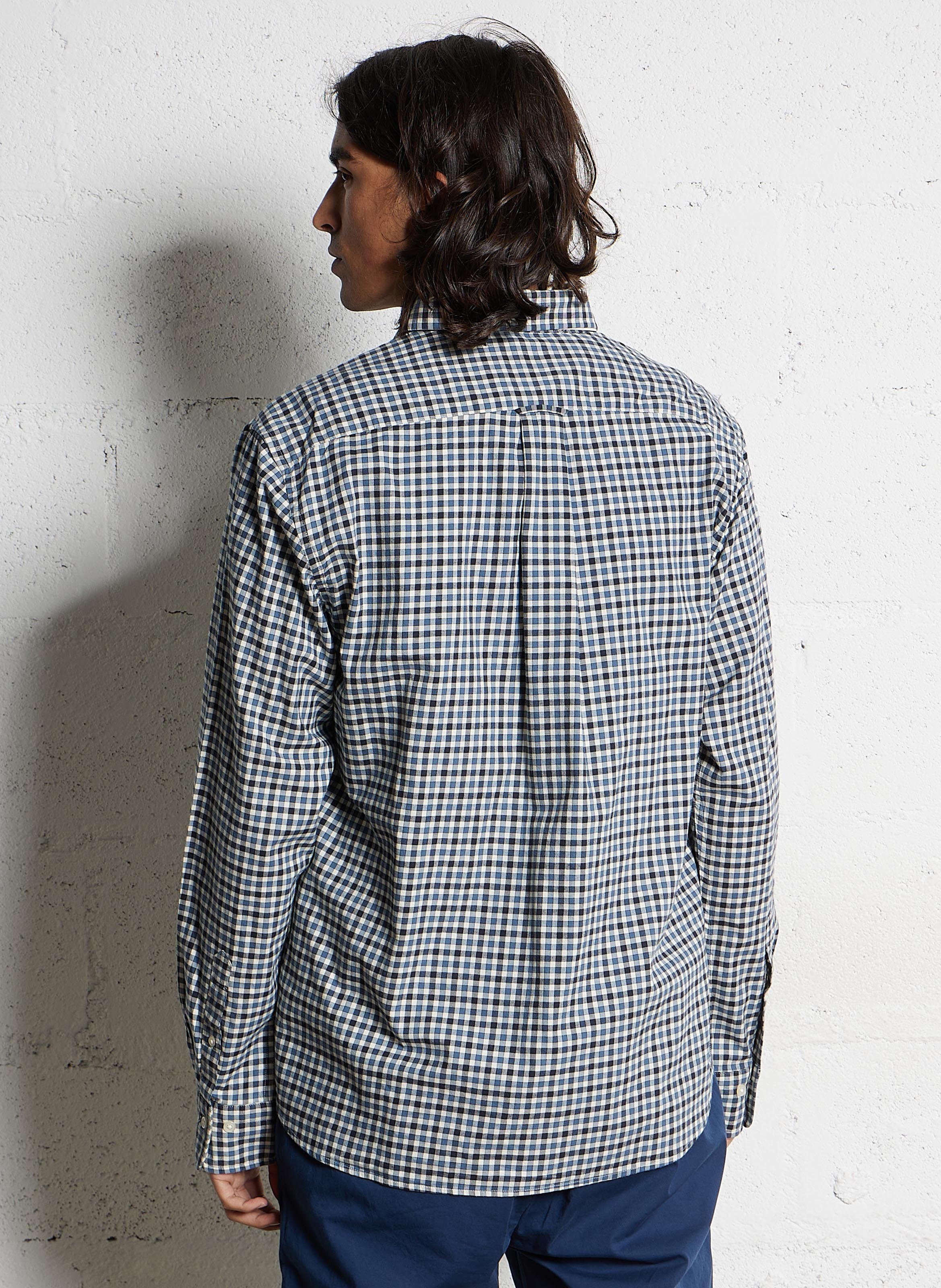 Straight shirt with American collar, gingham print in cotton GANT Blue